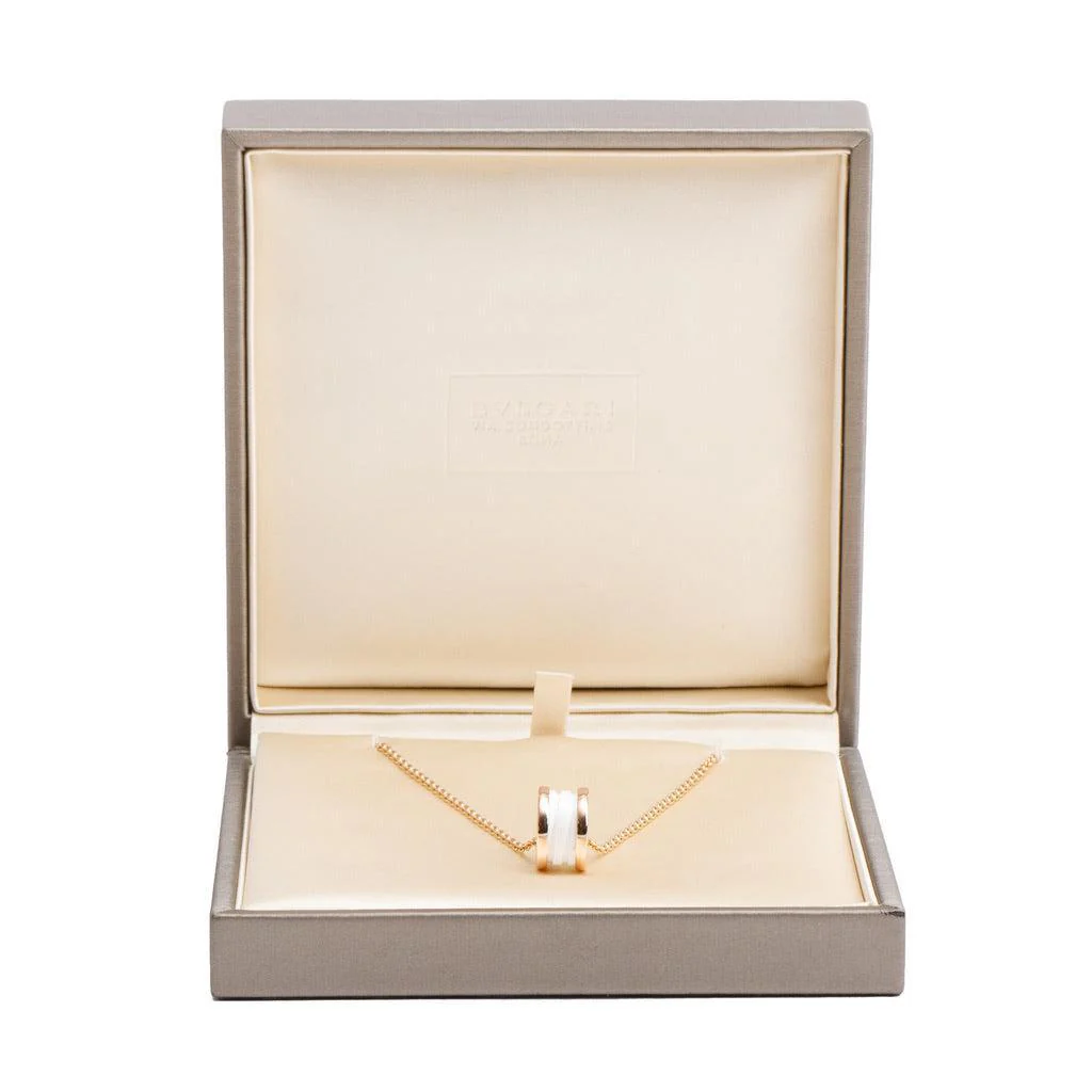 BVLGARI 18k Rose Gold White Ceramic B.Zero1 Pendant Necklace w/ Box & Certificate - Image 3