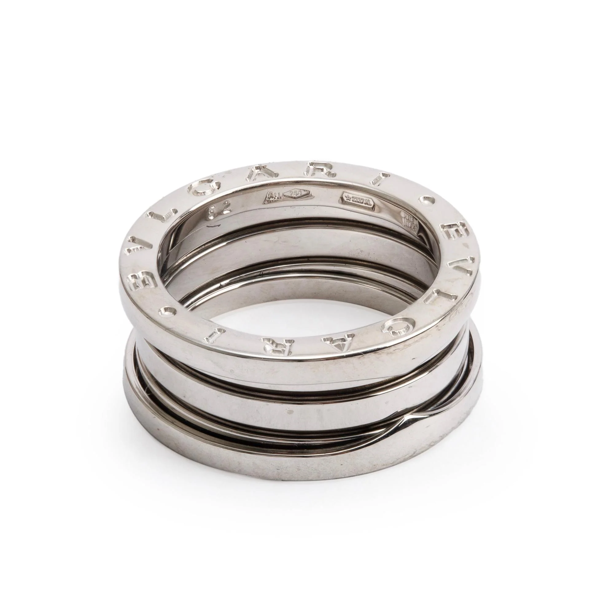 BVLGARI 18k White Gold B.Zero1 Three-Band Ring, Size 52 6 w/ Box & Certificate