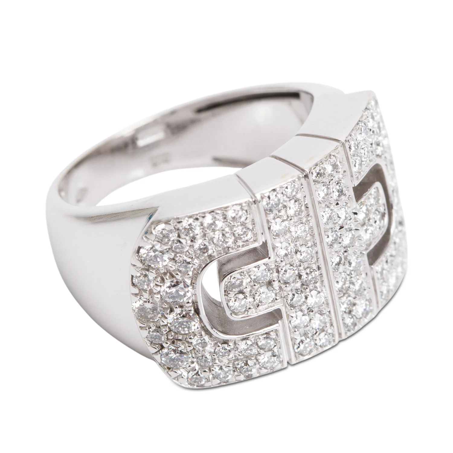 BVLGARI 18k White Gold Diamond Parentesi Cocktail Ring, Size 6.25 w/ Box - Image 3