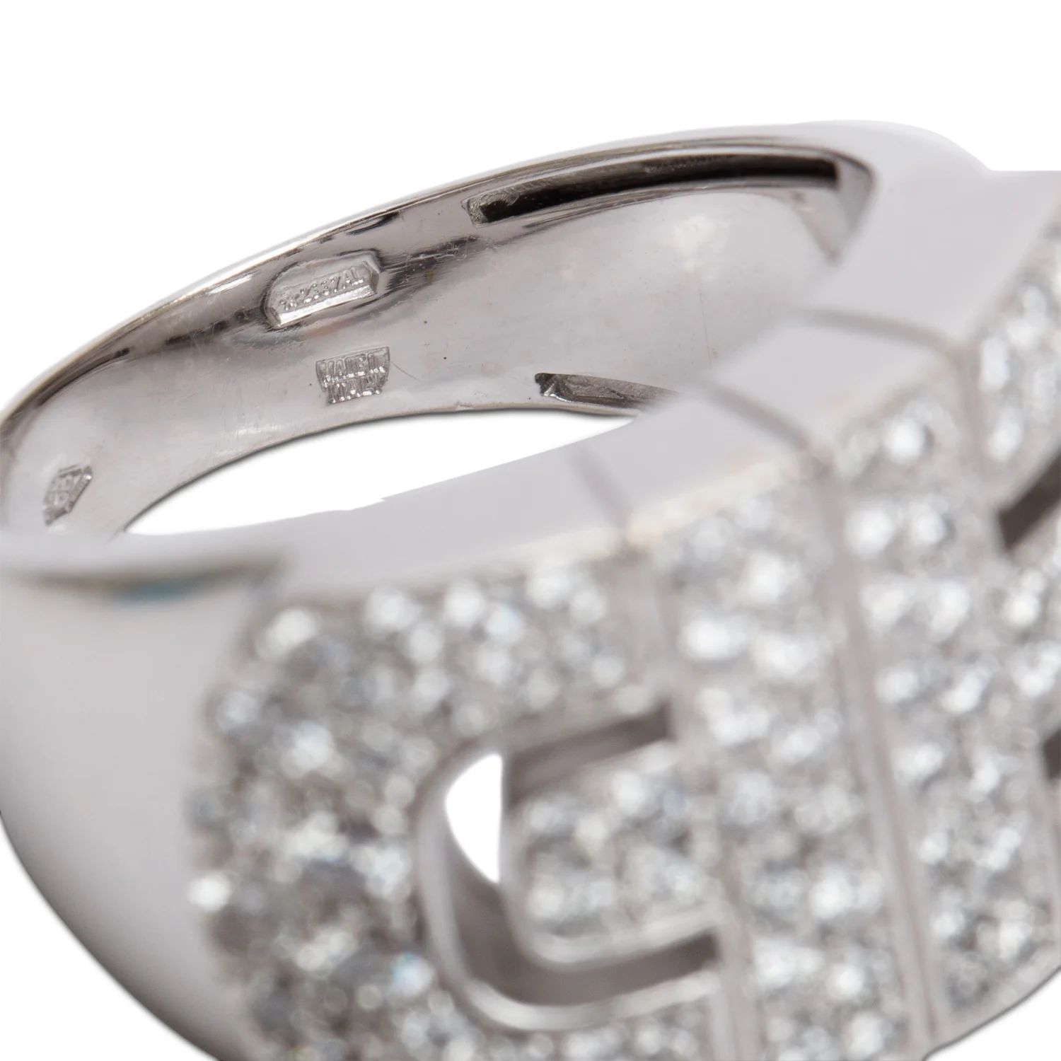 BVLGARI 18k White Gold Diamond Parentesi Cocktail Ring, Size 6.25 w/ Box - Image 4