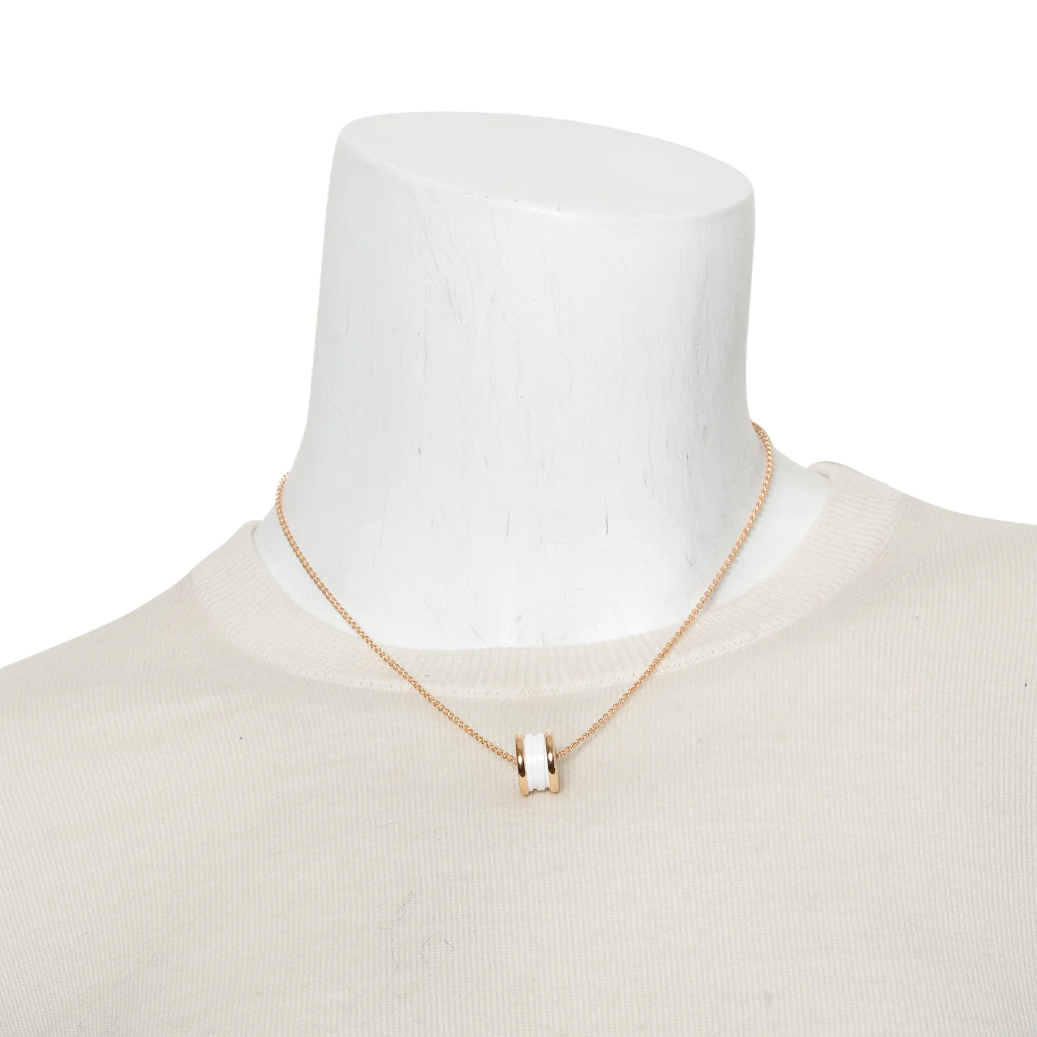 BVLGARI 2022 18k Rose Gold White Ceramic B.Zero1 Pendant Necklace w/ Box, Receipt & Certificate - Image 2