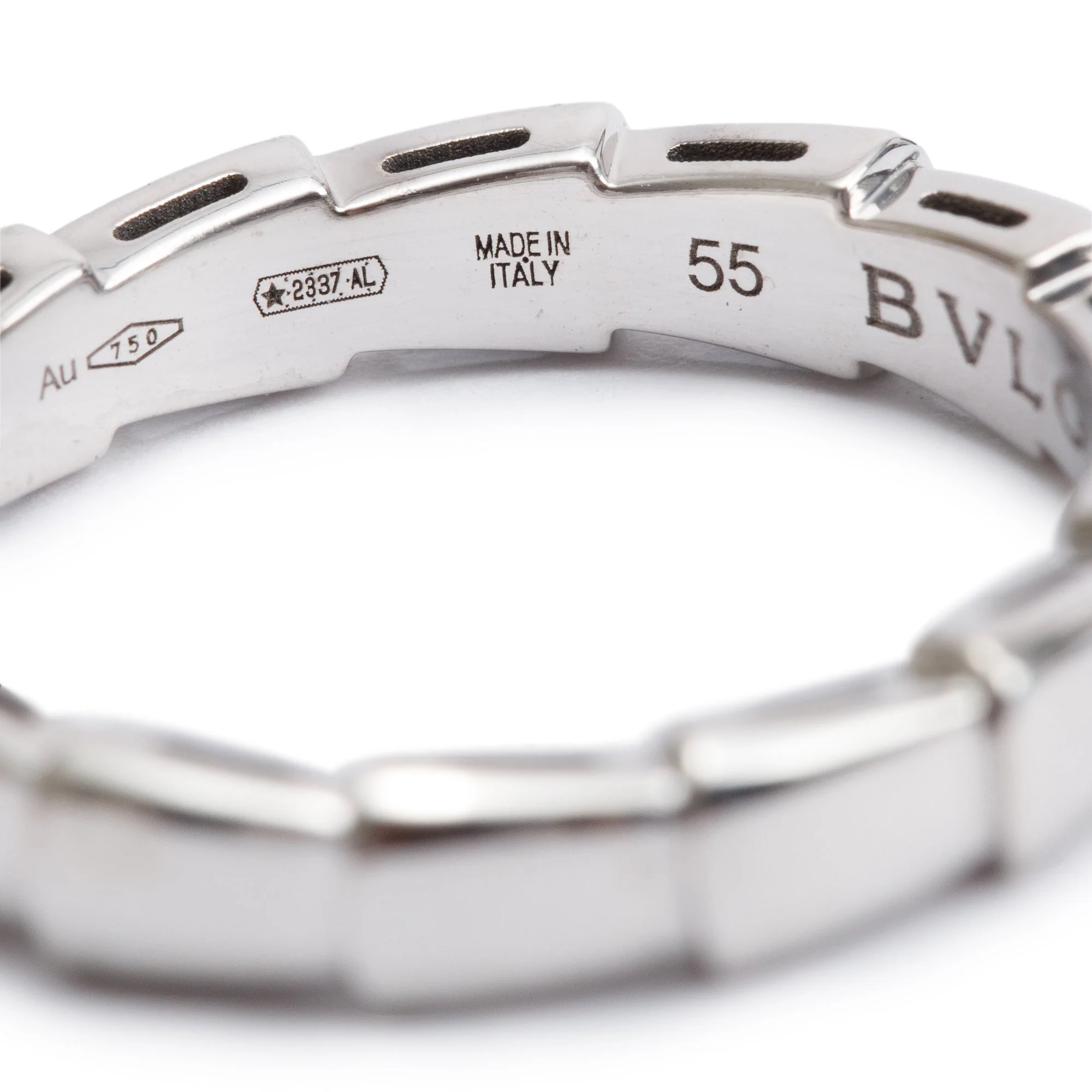 BVLGARI 2023 18k White Gold Serpenti Viper Ring, Size 55 7.25 w/ Box & Certificate - Image 3