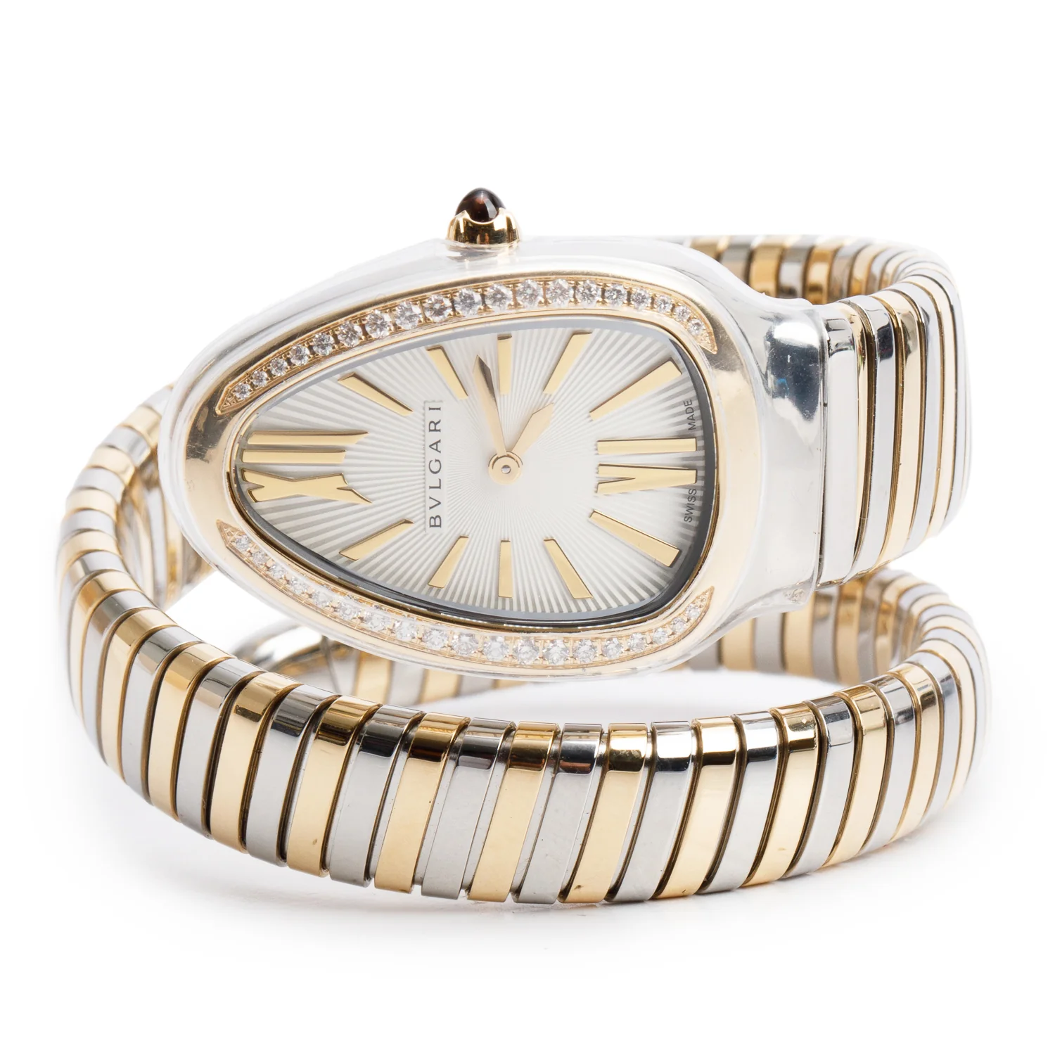 BVLGARI 2025 Stainless Steel & 18k Yellow Gold Serpenti Tubogas Watch 103648 w/ Box & Papers