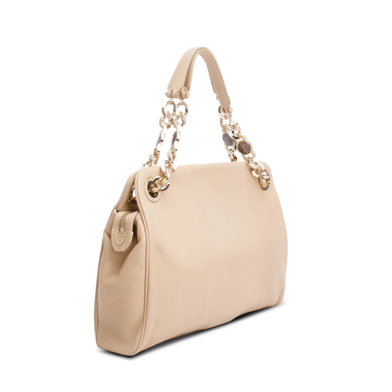 Bvlgari Beige Leather Monete Chain Tote Bag w/ Straps - Image 6