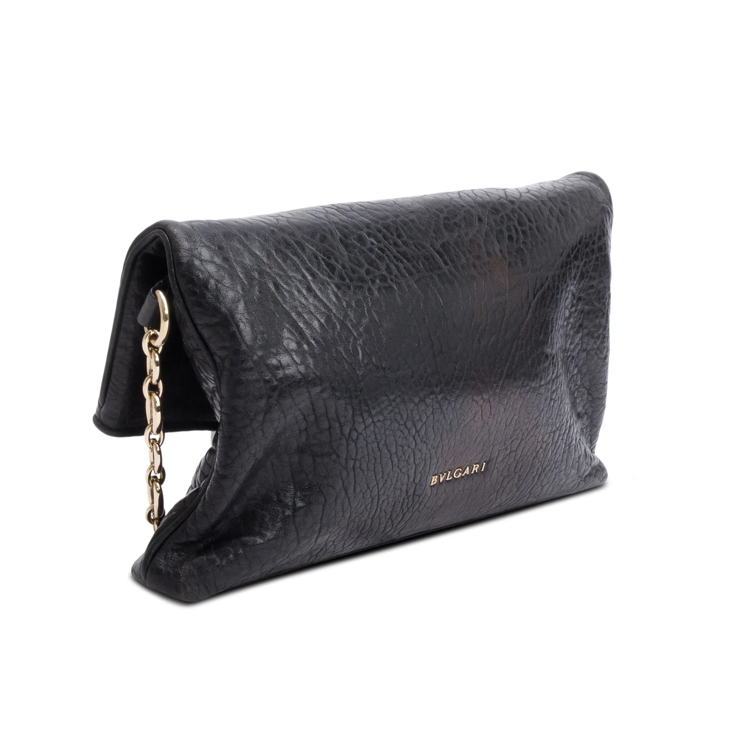 Bvlgari Black Leoni Leather Clutch w/ Chain Strap - Image 6