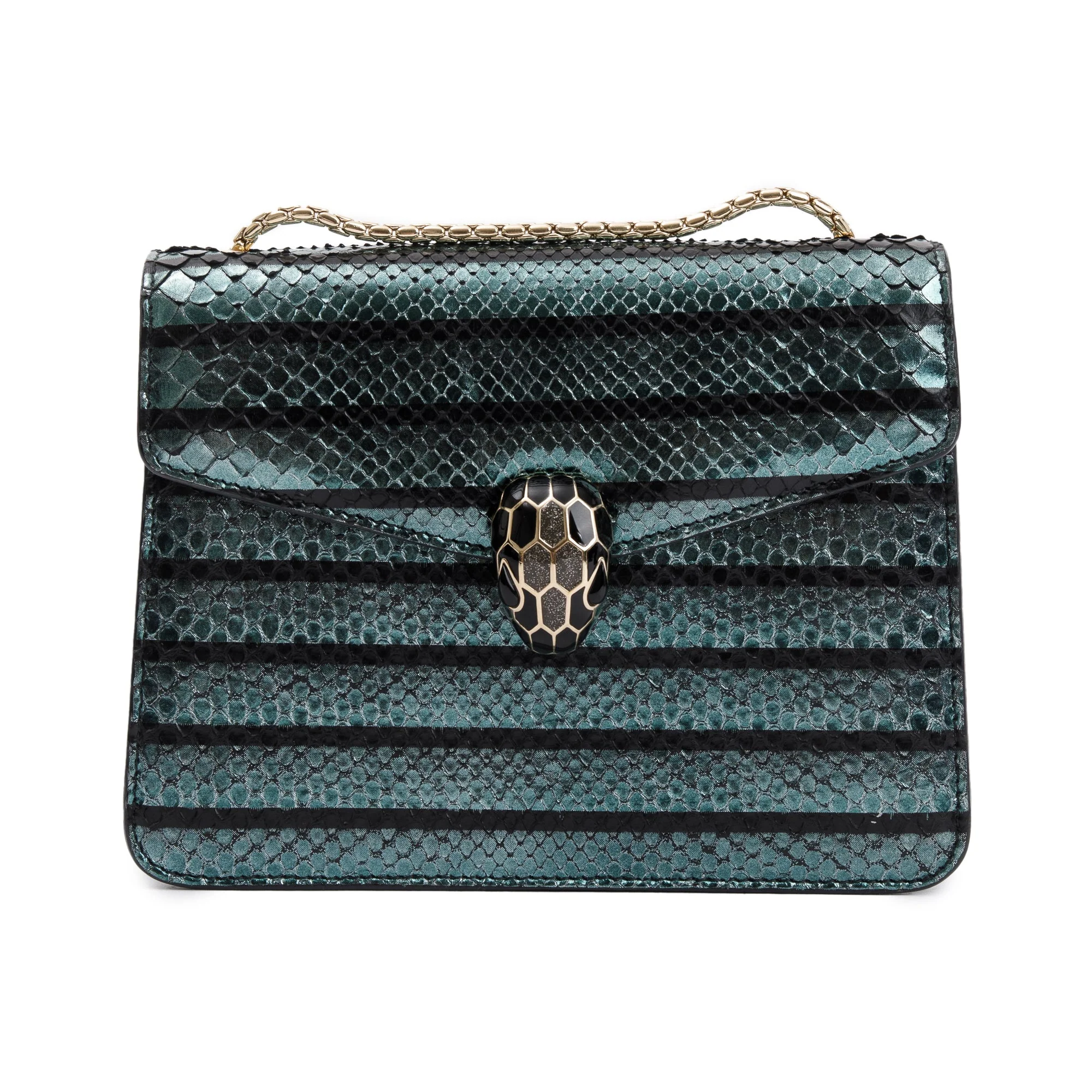 BVLGARI Green Karung Skin Serpenti Forever Crossbody Bag - Image 3