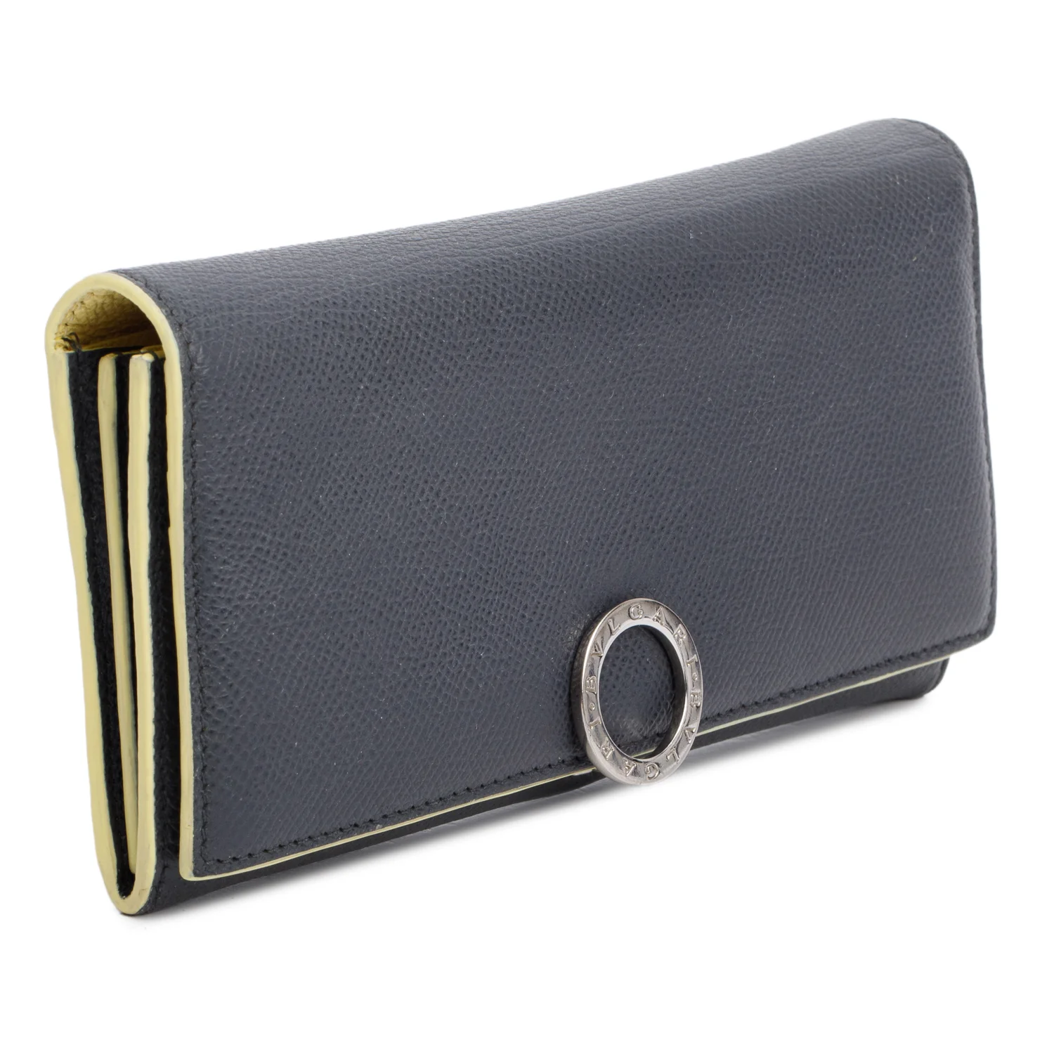 BVLGARI Grey Calfskin Leather Continental Wallet - Image 2
