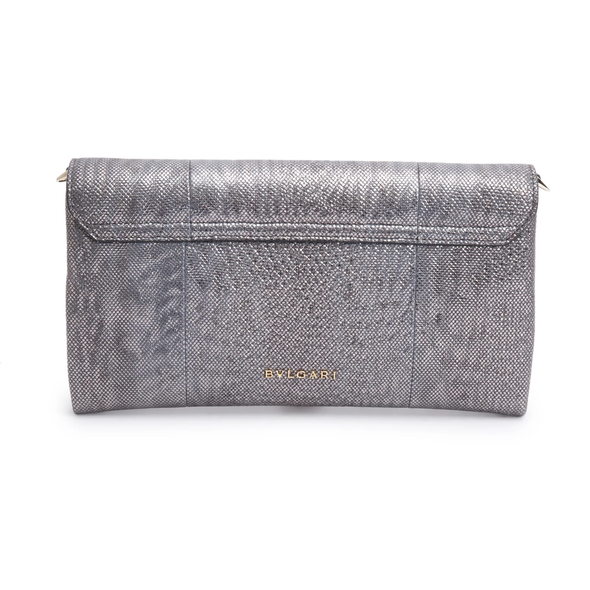 BVLGARI Grey Karung Serpenti Tassel Clutch Bag w/ Strap, Box & Authenticity Card - Image 5