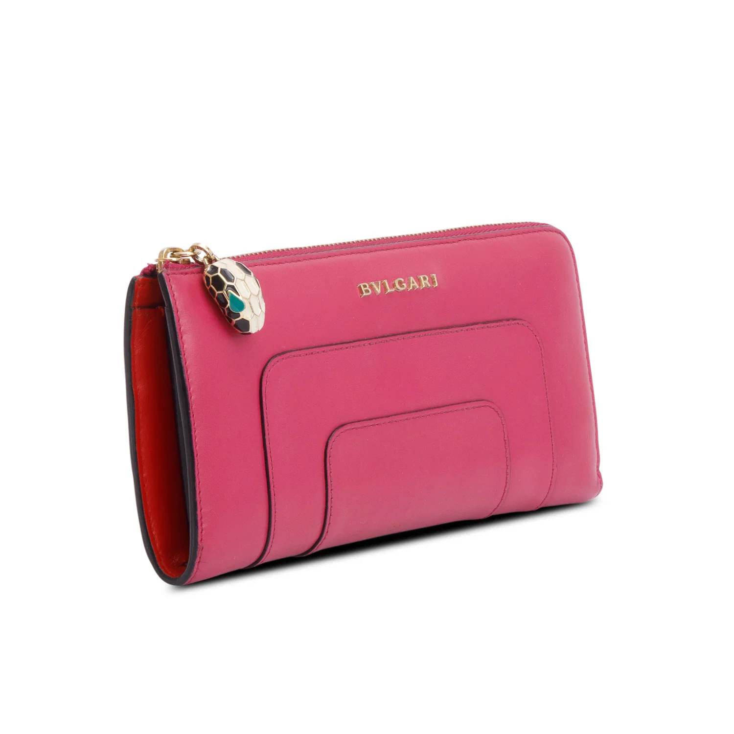 BVLGARI Pink Calfskin Leather Serpenti Forever Zip Wallet - Image 2