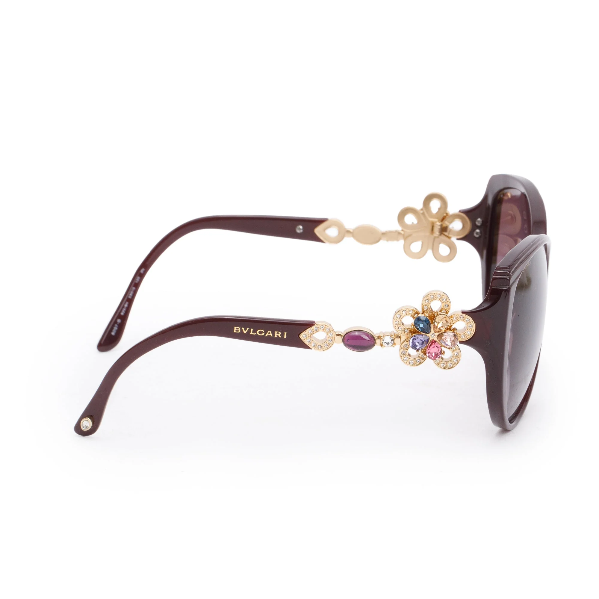 BVLGARI Purple Acetate 8097-B Crystal Flower Butterly Sunglasses w/ Box & Case - Image 3