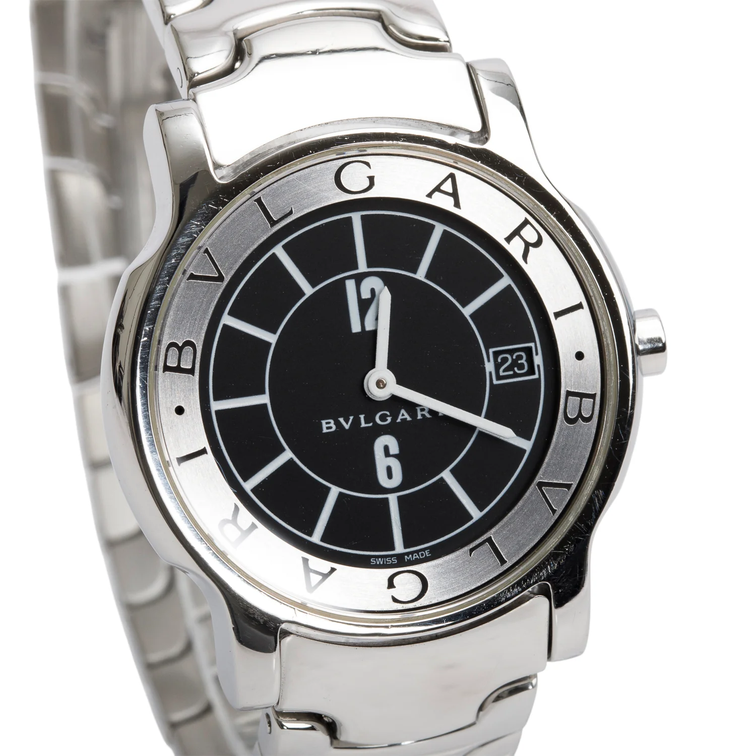 BVLGARI Stainless Steel Solotempo 35 MM Quartz Watch Black Dial - Image 2