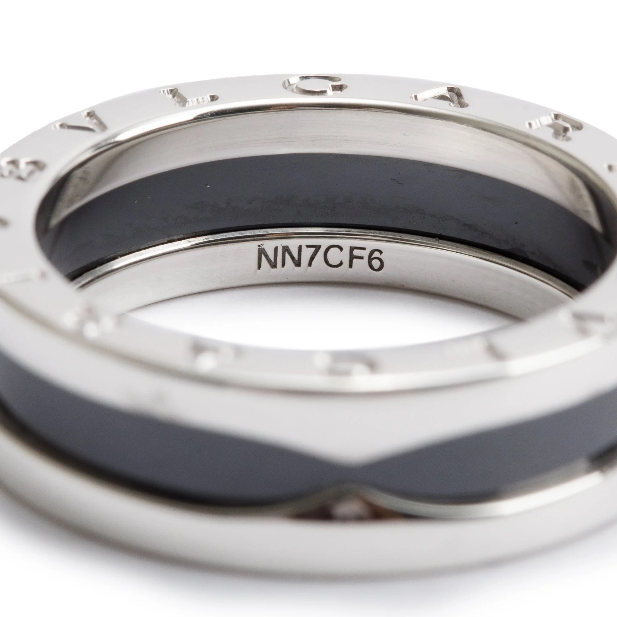 BVLGARI Sterling Silver Black Ceramic Save the Children One-Band Ring, Size 58 8.25 - Image 2