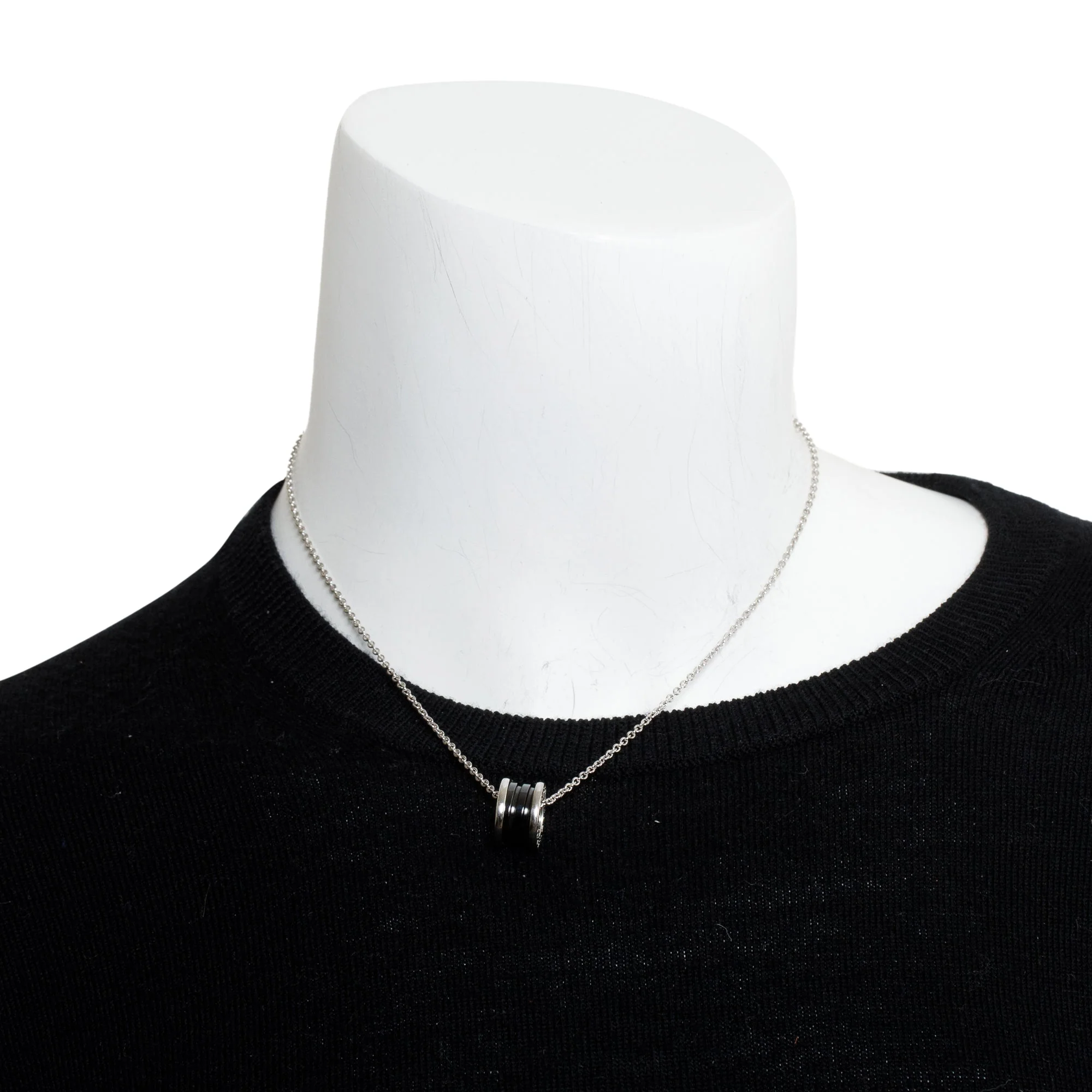 BVLGARI Sterling Silver & Black Ceramic Save The Children Pendant Necklace w/ Box, Certificate & Receipt - Image 2