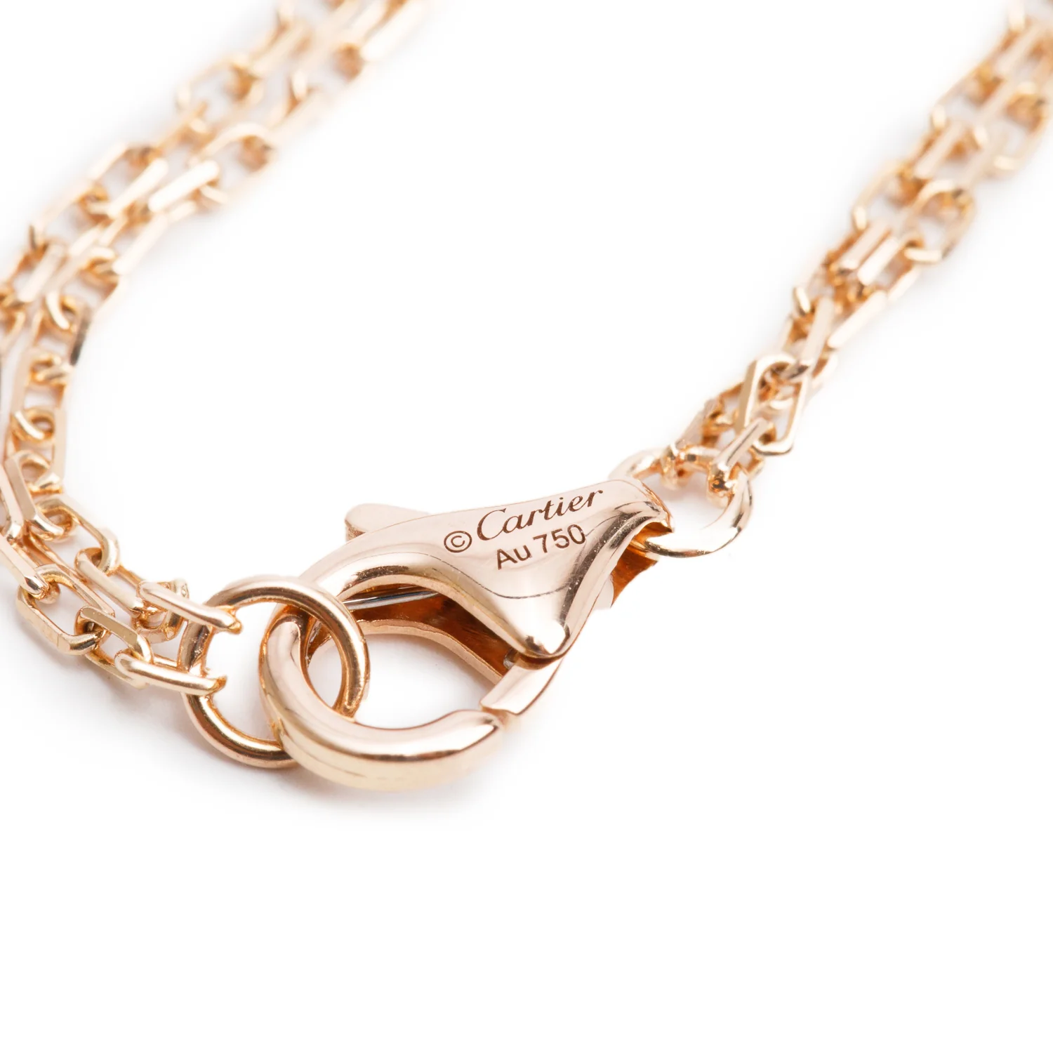 Cartier 18k Rose Gold 2 Diamond Love Chain Bracelet w/ Box & Certificate - Image 5