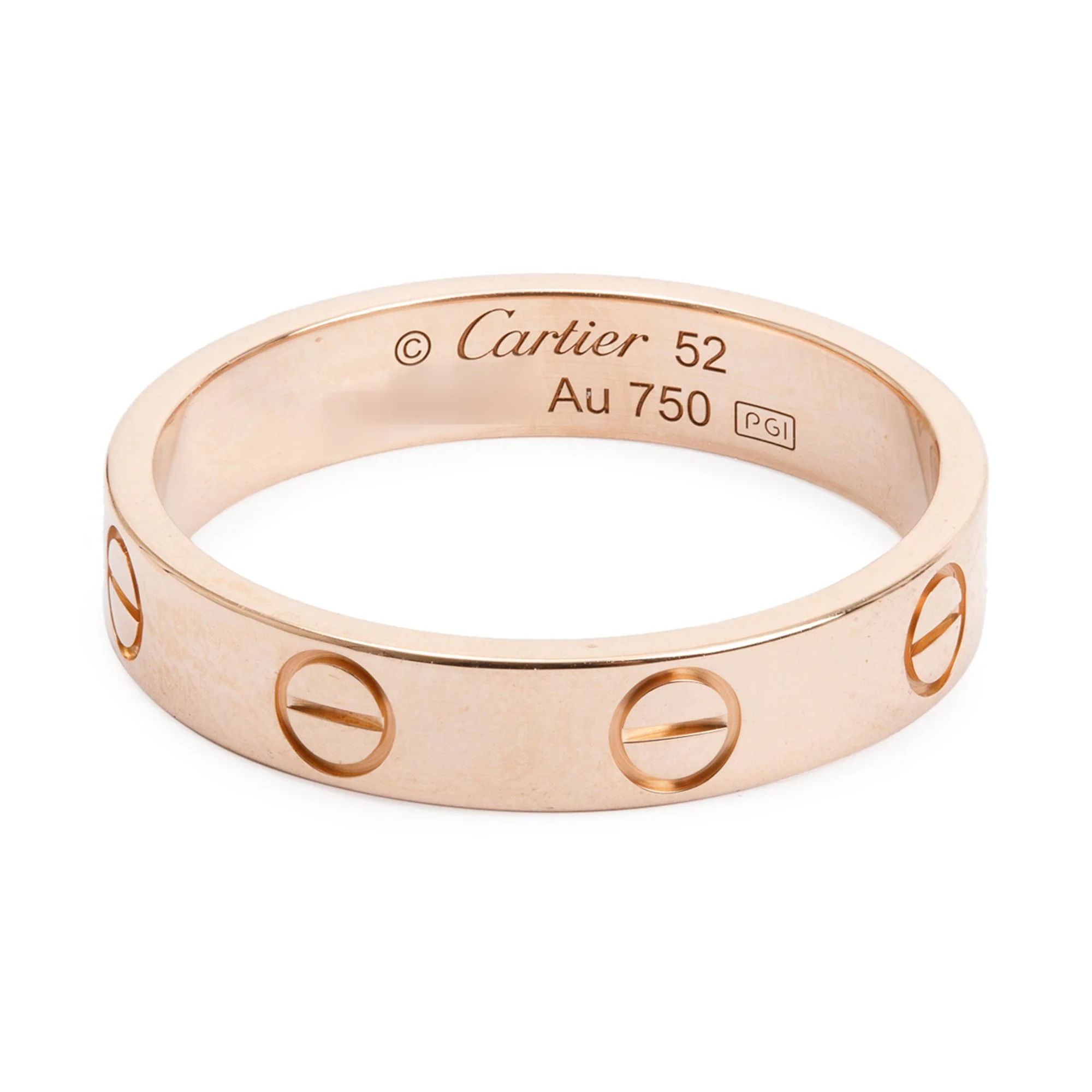 Cartier 18k Rose Gold 3.6 MM Love Wedding Band Ring, Size 52 6
