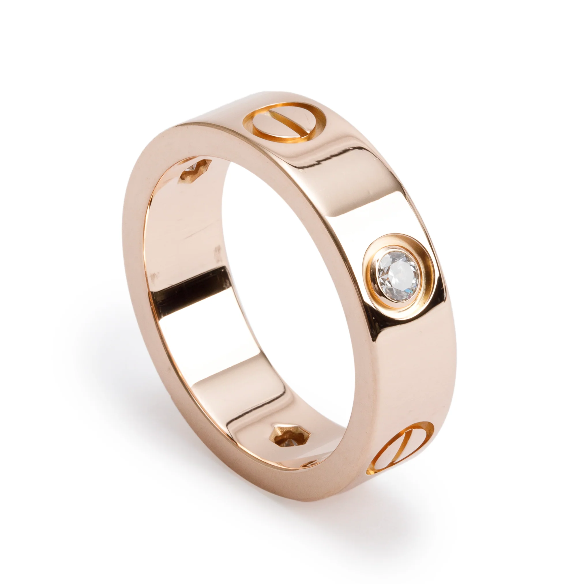 Cartier 18k Rose Gold 3 Diamond Love Ring, Size 52 6.25 - Image 3