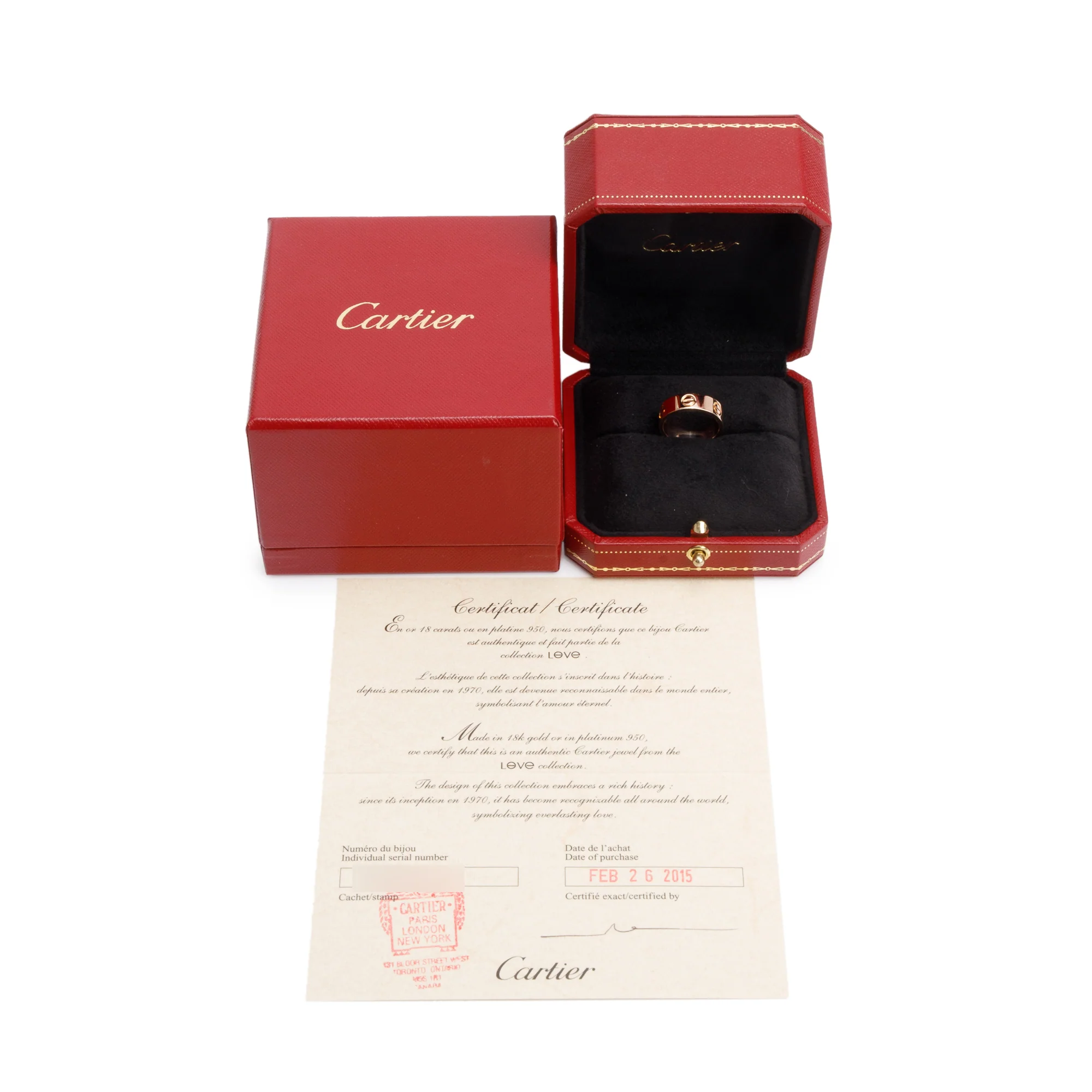 Cartier 18k Rose Gold 5.5 MM Love Ring, Size 50 5.25 w/ Box, Receipt & Certificate - Image 2