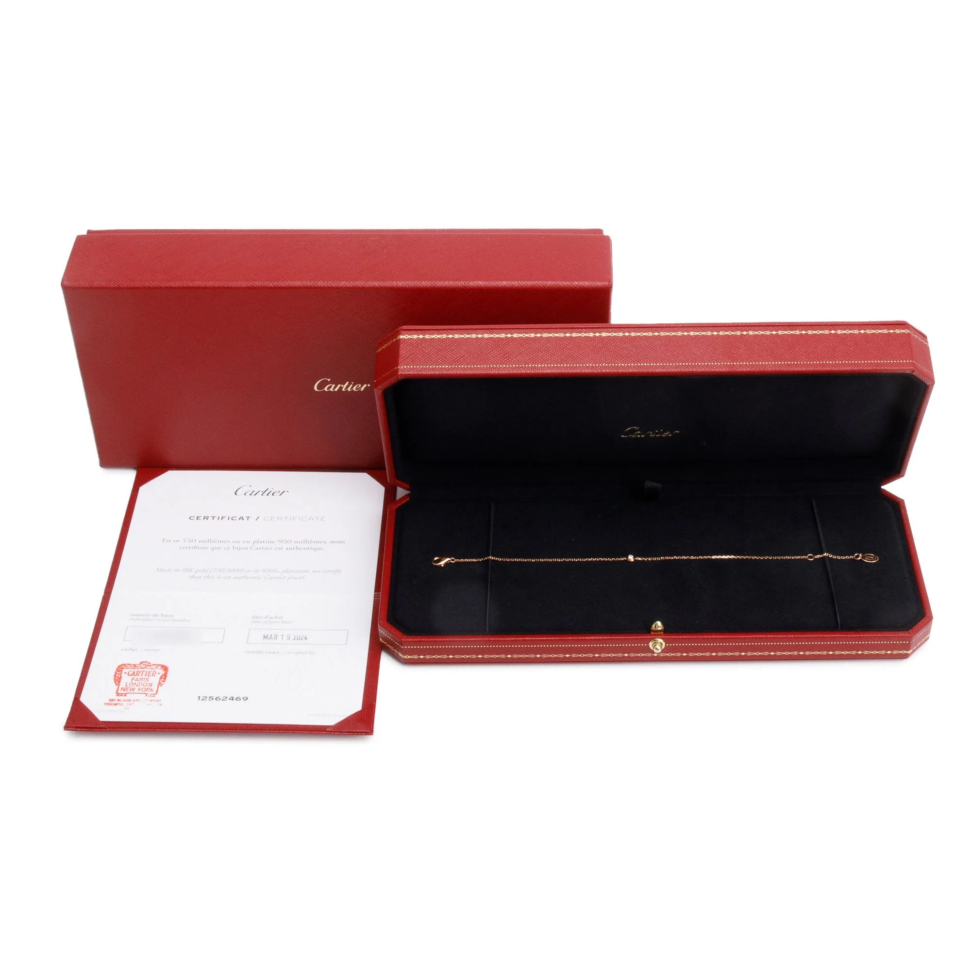 Cartier 18k Rose Gold Diamond D'Amour Bracelet, XS Model w/ Box, Receipt & Certificate - Image 2