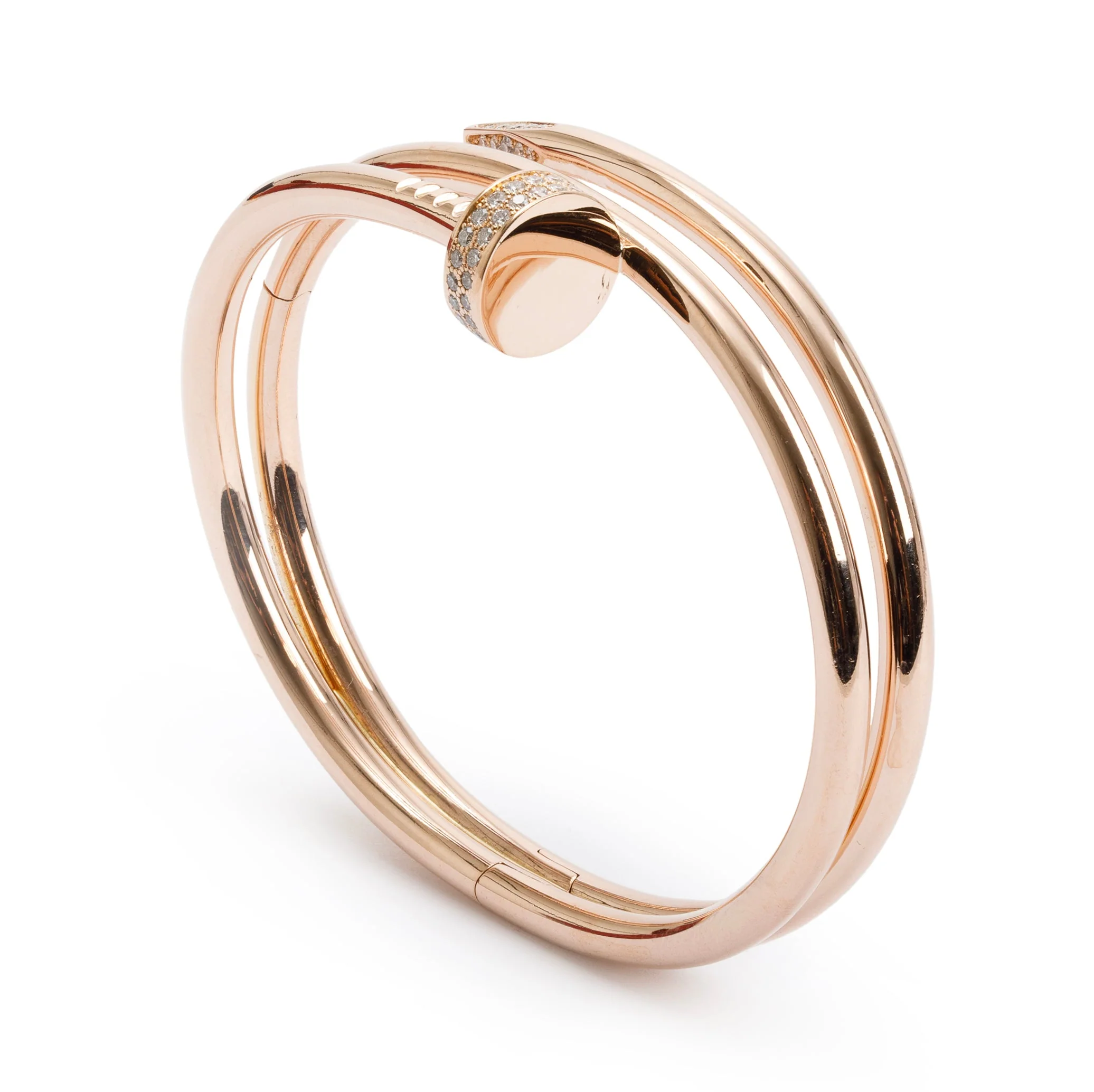 Cartier 18k Rose Gold Diamond Juste Un Clou Bracelet, Size 16 w/ Receipt - Image 5