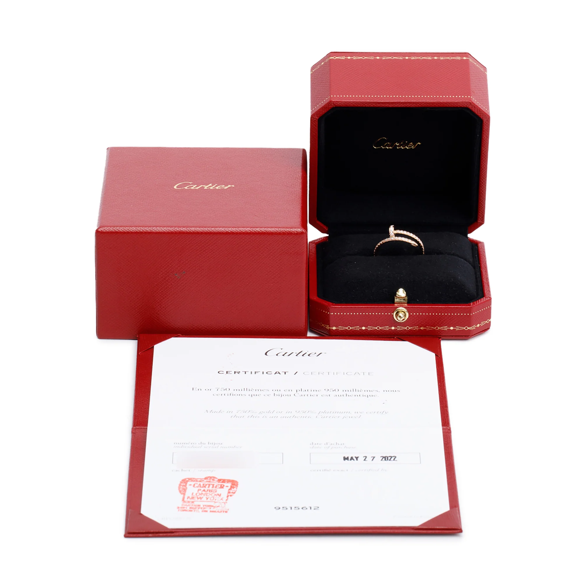 Cartier 18k Rose Gold Half-Paved Diamond Juste Un Clou Ring, Small Model Size 53 6.25 w/ Box, Receipt & Certificate - Image 2