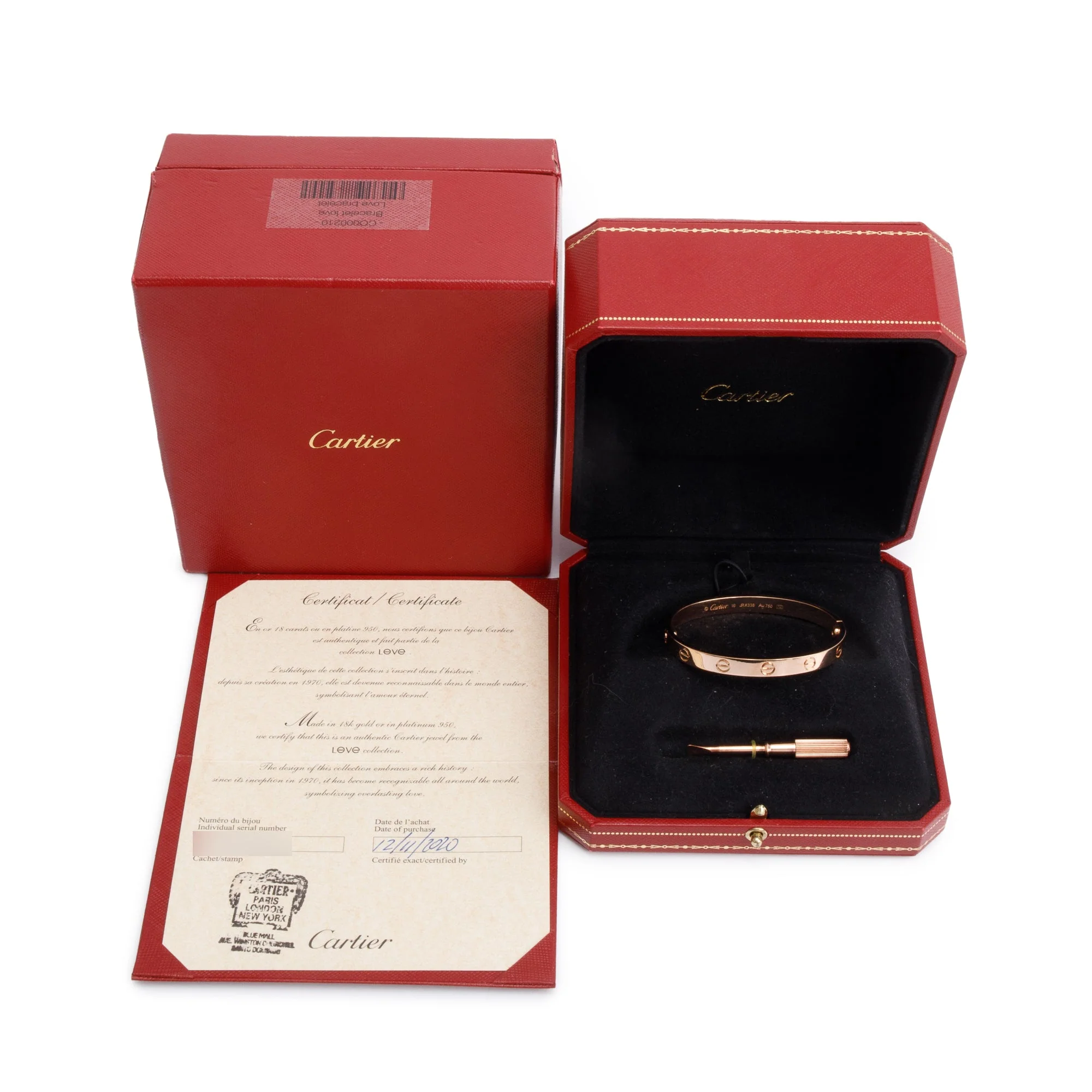 Cartier 18k Rose Gold Love Bracelet, Size 16 w/ Box & Certificate - Image 2