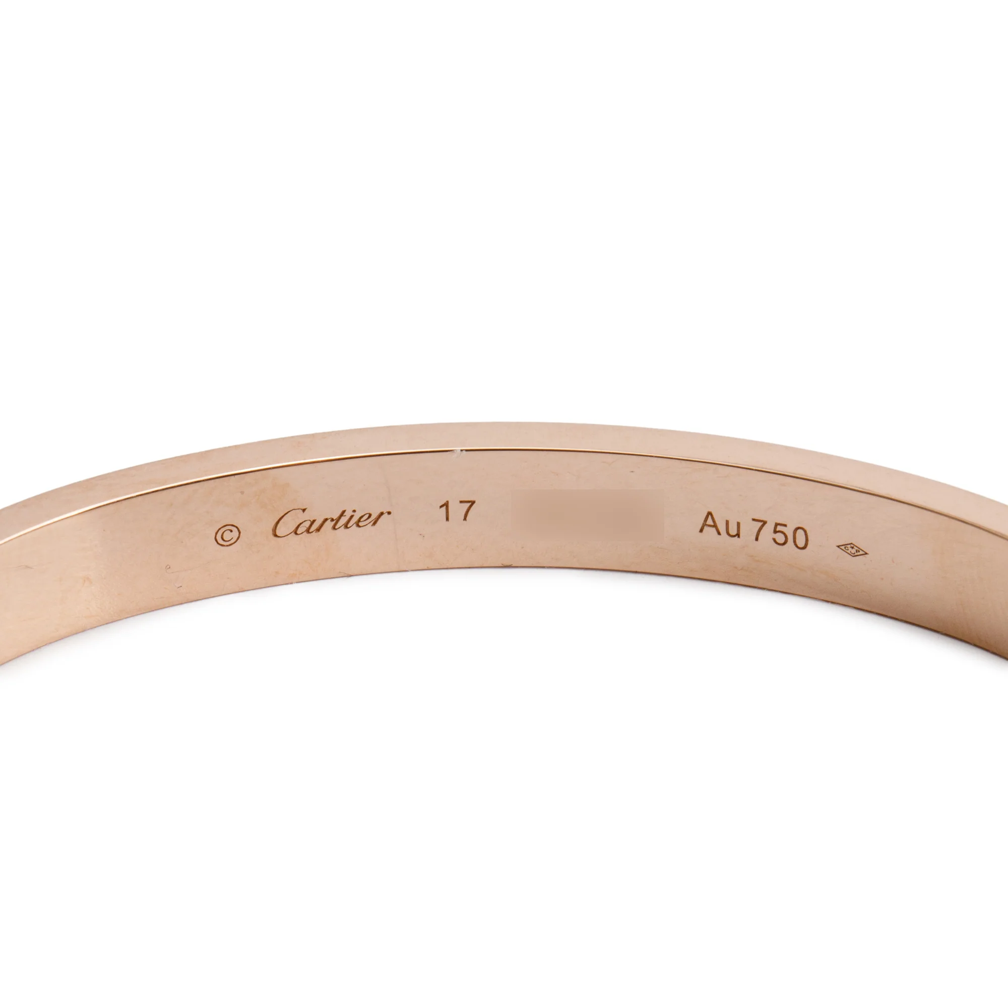 Cartier 18k Rose Gold Love Bracelet, Size 17 w/ Box, Receipt & Certificate - Image 5