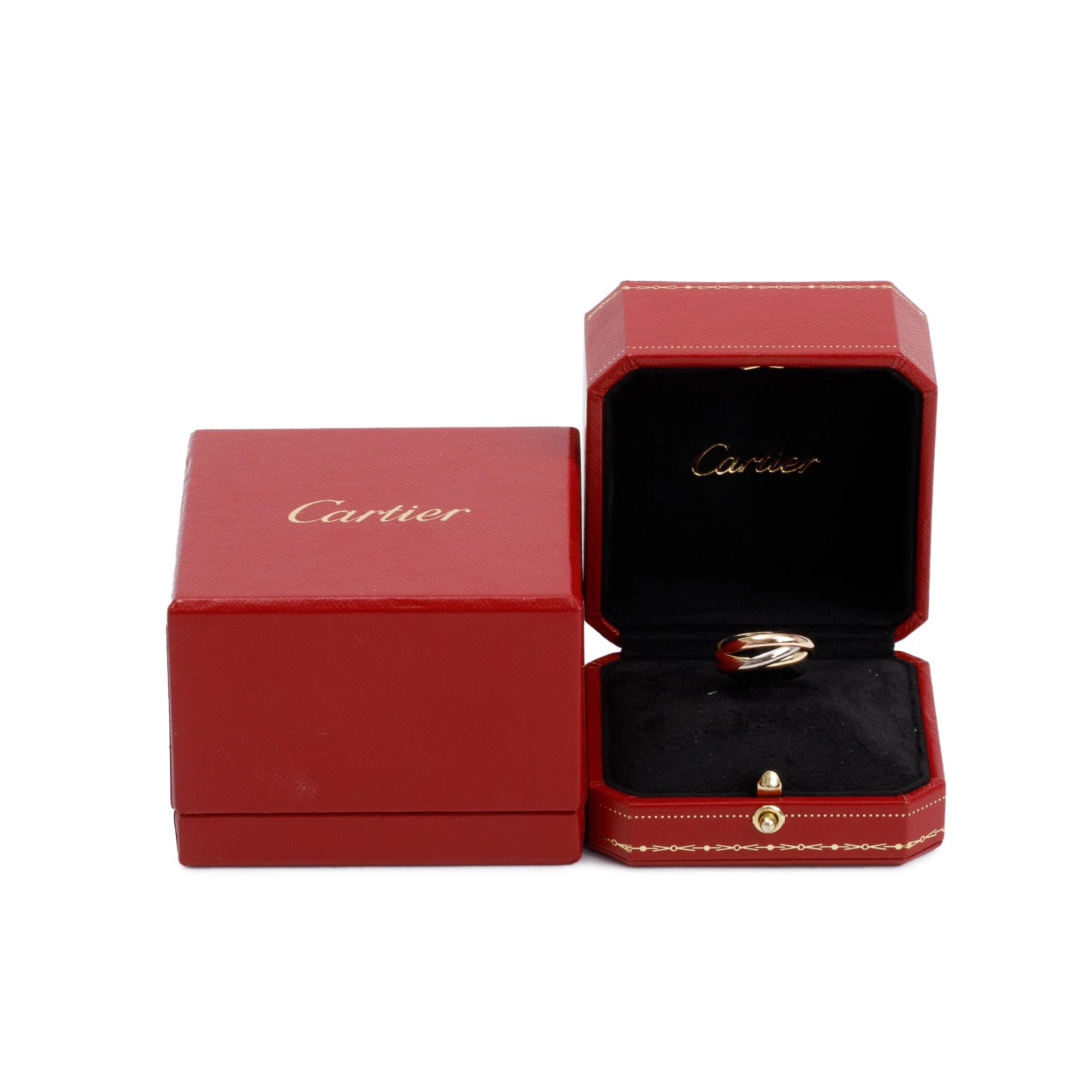Cartier 18k Tri-Gold Trinity Rolling Ring, Small Model Size 54 7 w/ Box - Image 2