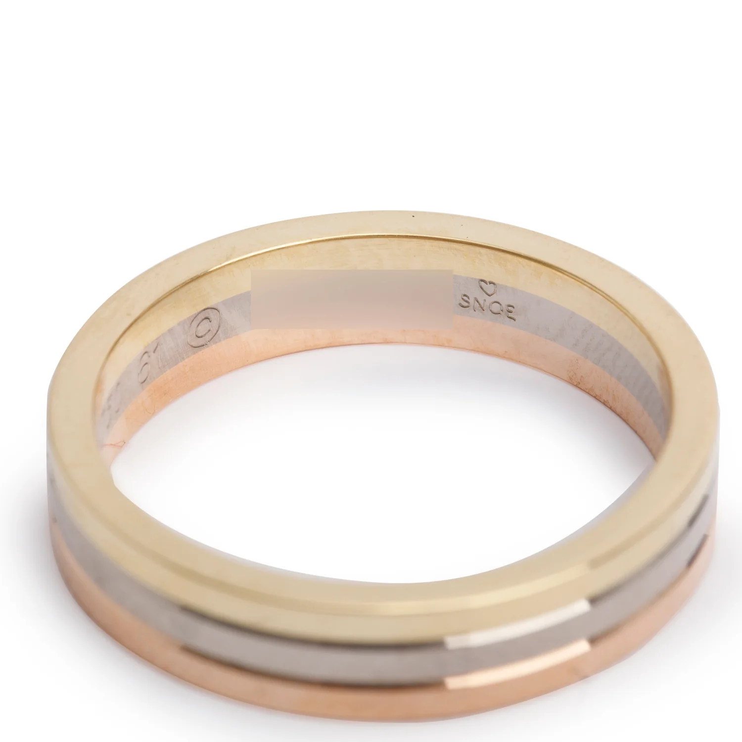 Cartier 18k Tri-Gold Vendome Louis Cartier 4.8 MM Wedding Band Ring, Size 61 9.75 w/ Certificate - Image 5