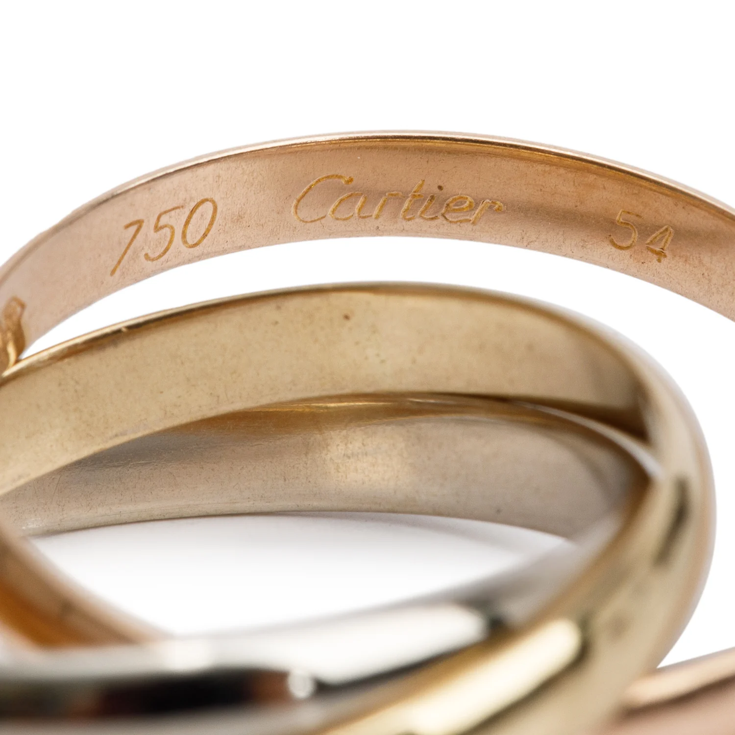 Cartier 18k Tri-Gold Vintage Trinity Rolling Ring, Small Model Size 54 7 - Image 3