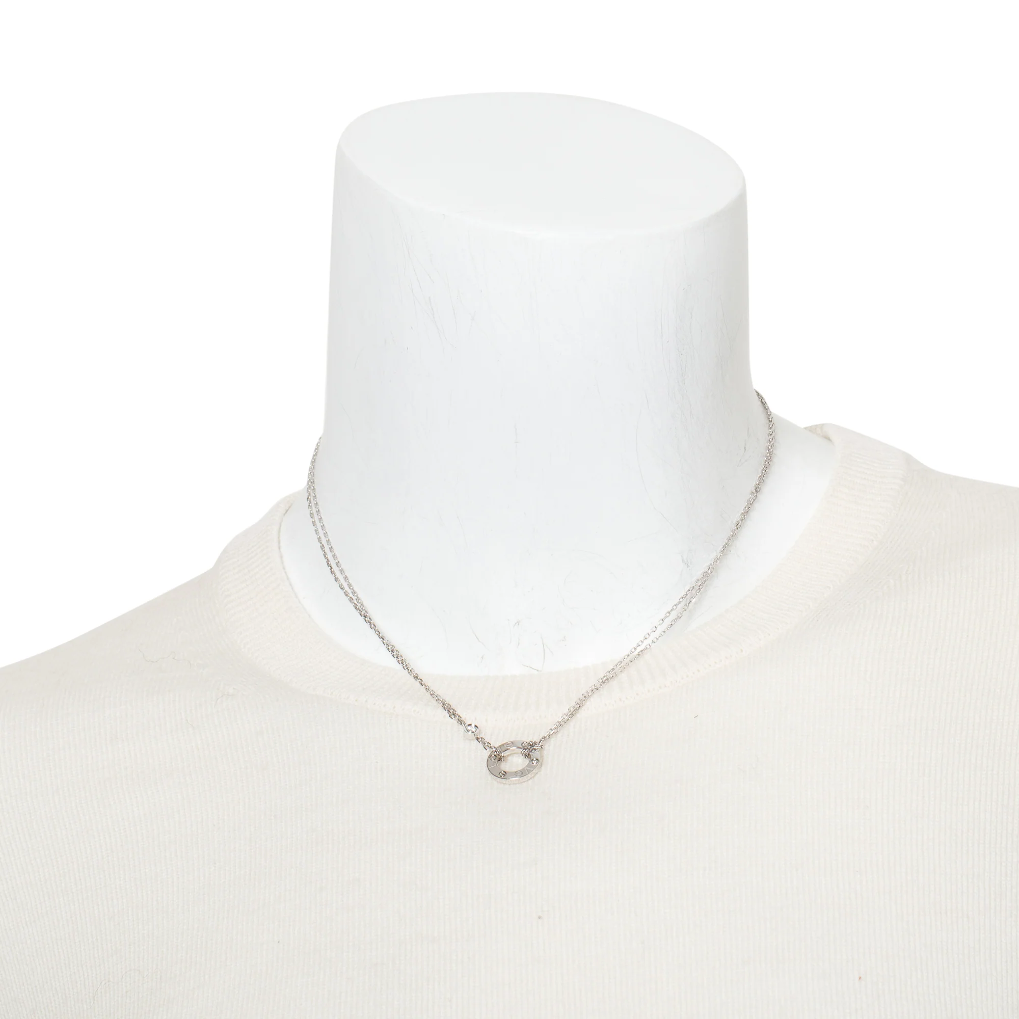Cartier 18k White Gold 2 Diamond Love Pendant Necklace w/ Box - Image 2