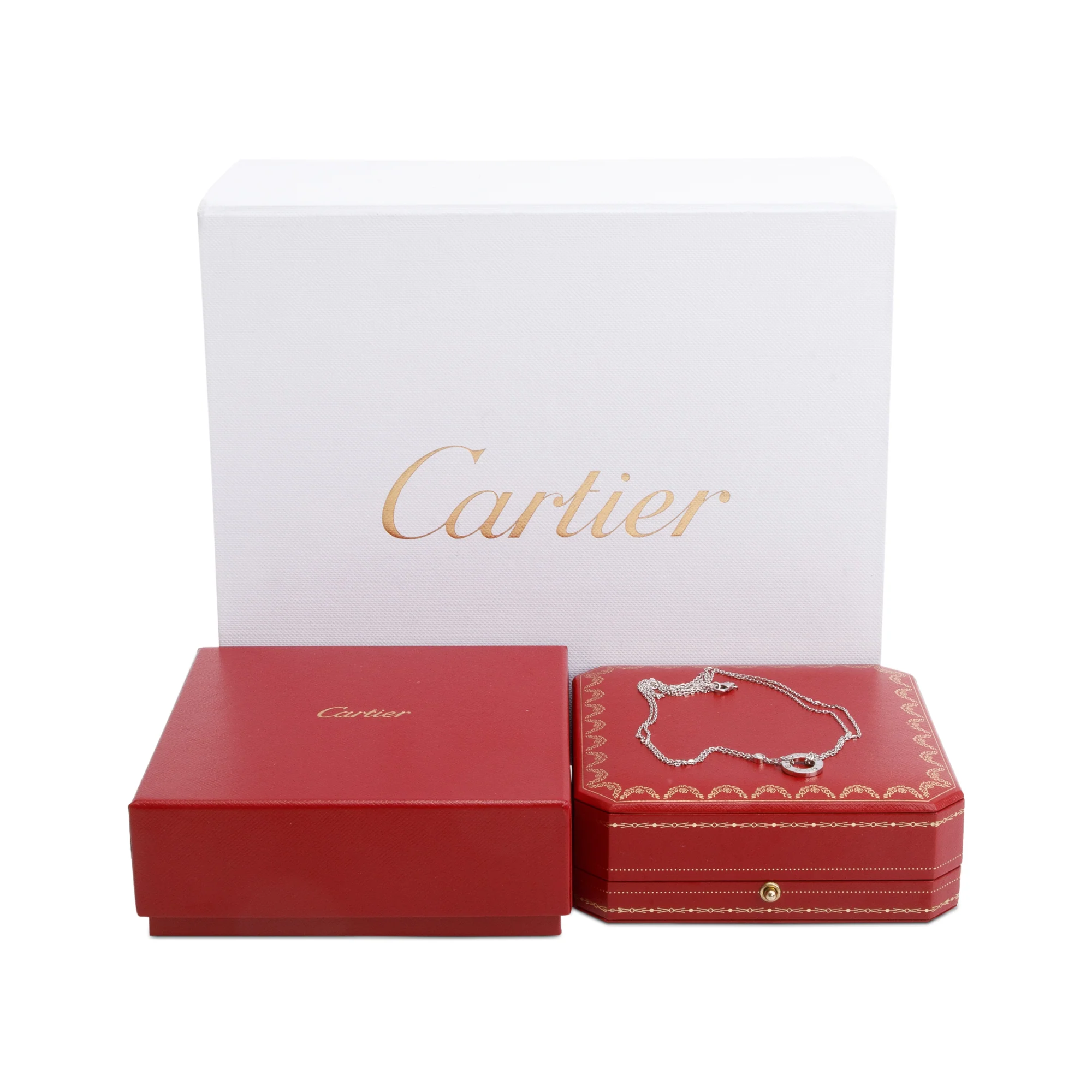 Cartier 18k White Gold 2 Diamond Love Pendant Necklace w/ Box - Image 3