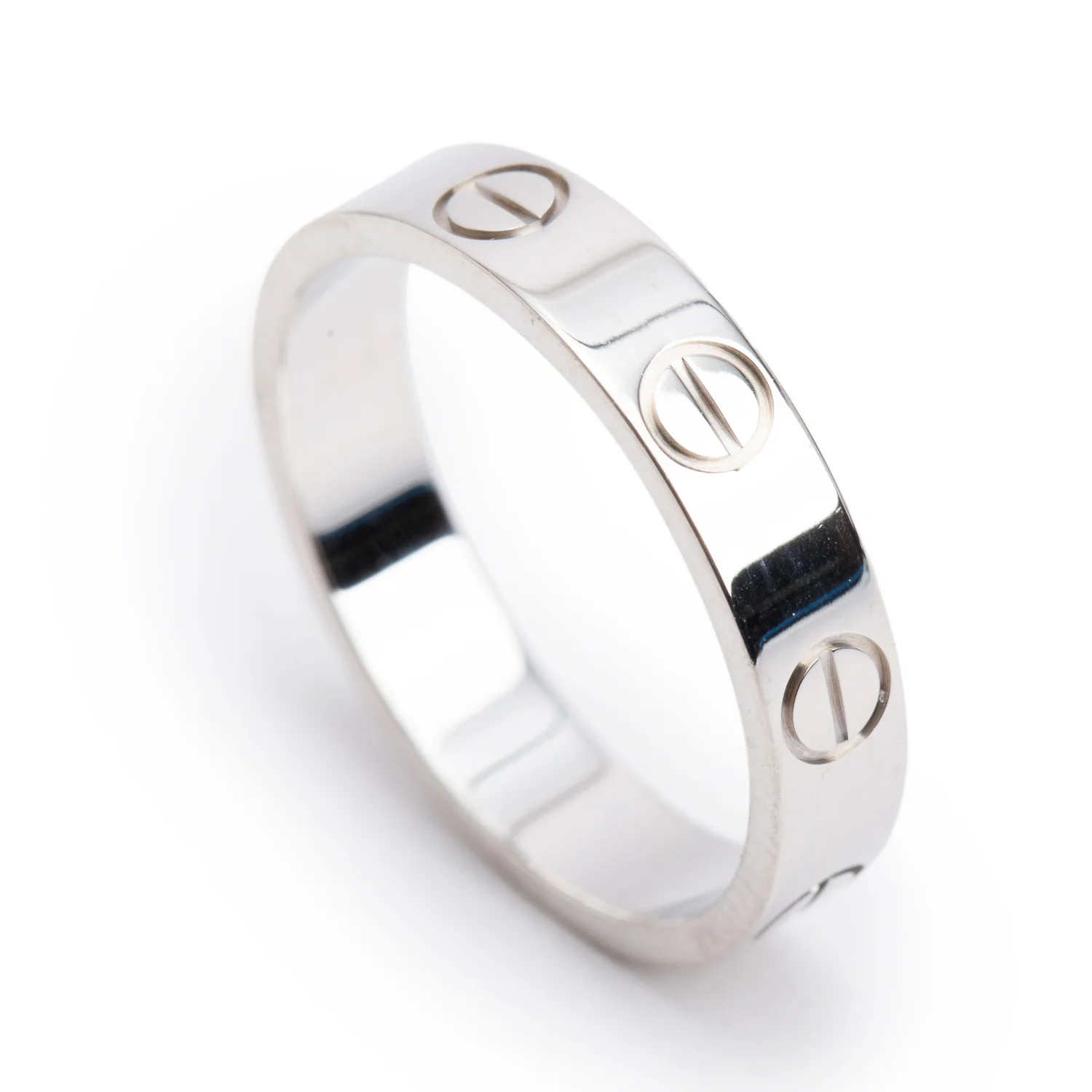 Cartier 18k White Gold 3.6 MM Love Wedding Band Ring, Size 49 5 w/ Box - Image 4