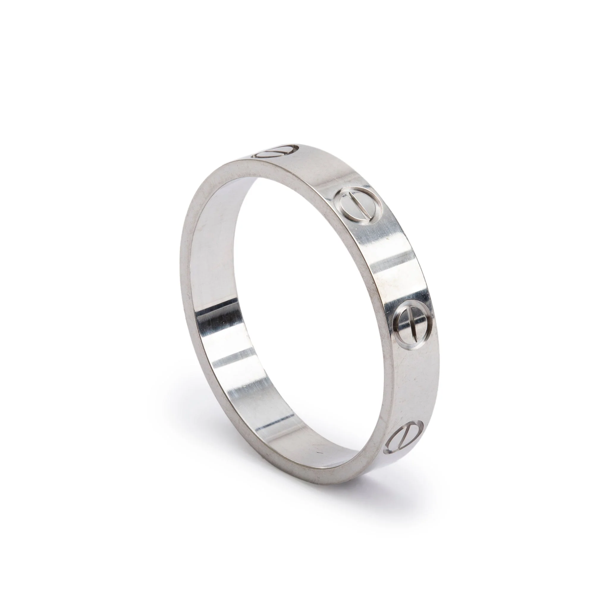 Cartier 18k White Gold 3.6 MM Love Wedding Band Ring, Size 57 8 w/ Box - Image 4