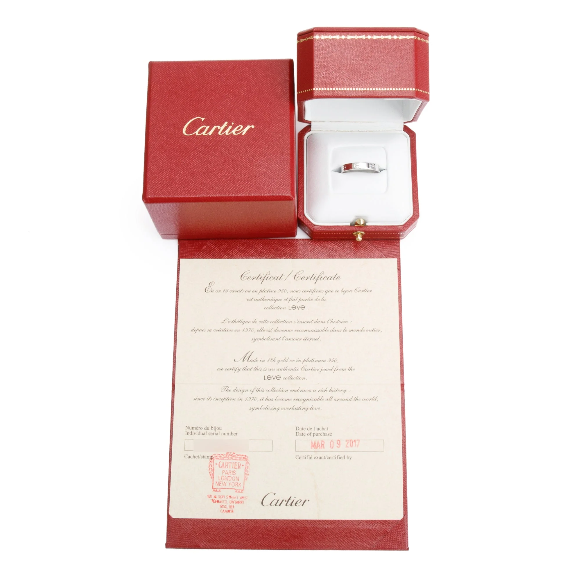 Cartier 18k White Gold 3.6 MM Love Wedding Band Ring, Size 59 8.75 w/ Box & Certificate - Image 2