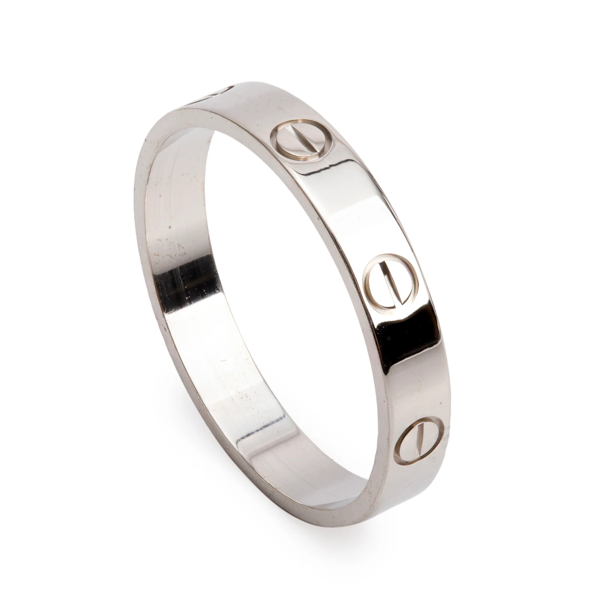 Cartier 18k White Gold 3.6 MM Love Wedding Band Ring, Size 61 9.5 w/ Receipt - Image 2
