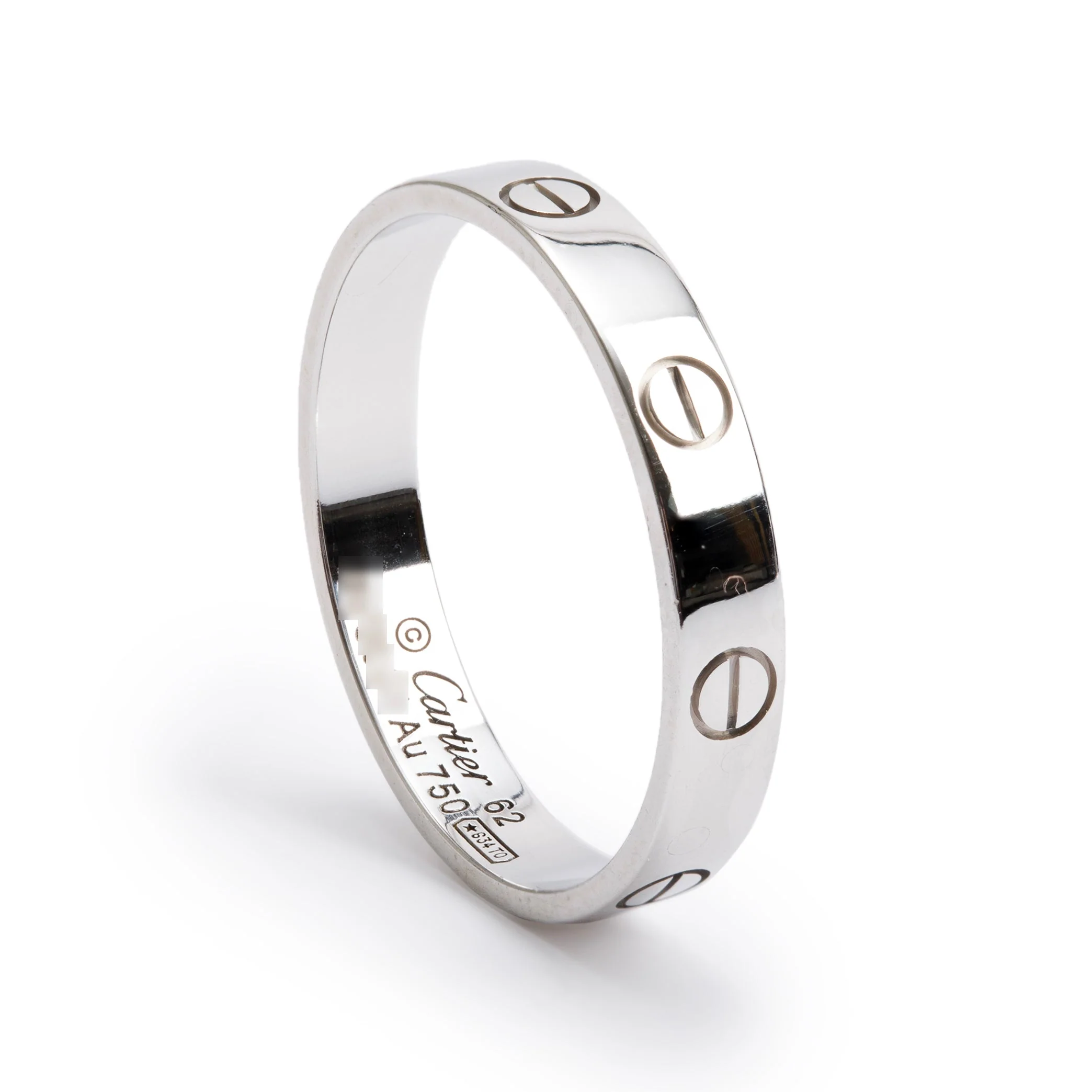 Cartier 18k White Gold 3.6 MM Love Wedding Band Ring, Size 62 10 - Image 2