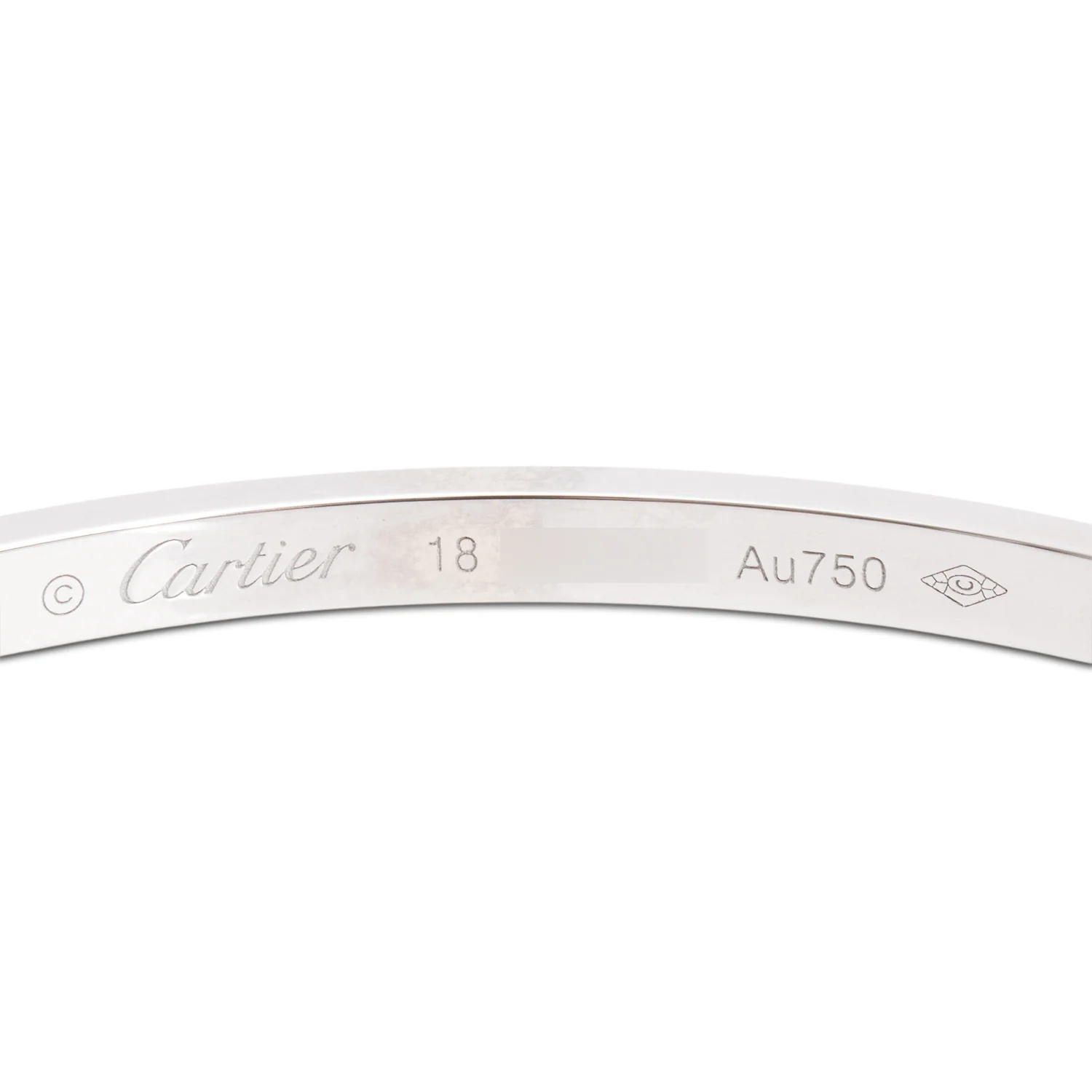 Cartier 18k White Gold 3.65 MM Love Bracelet, Small Model, Size 18 w/ Pouch - Image 3