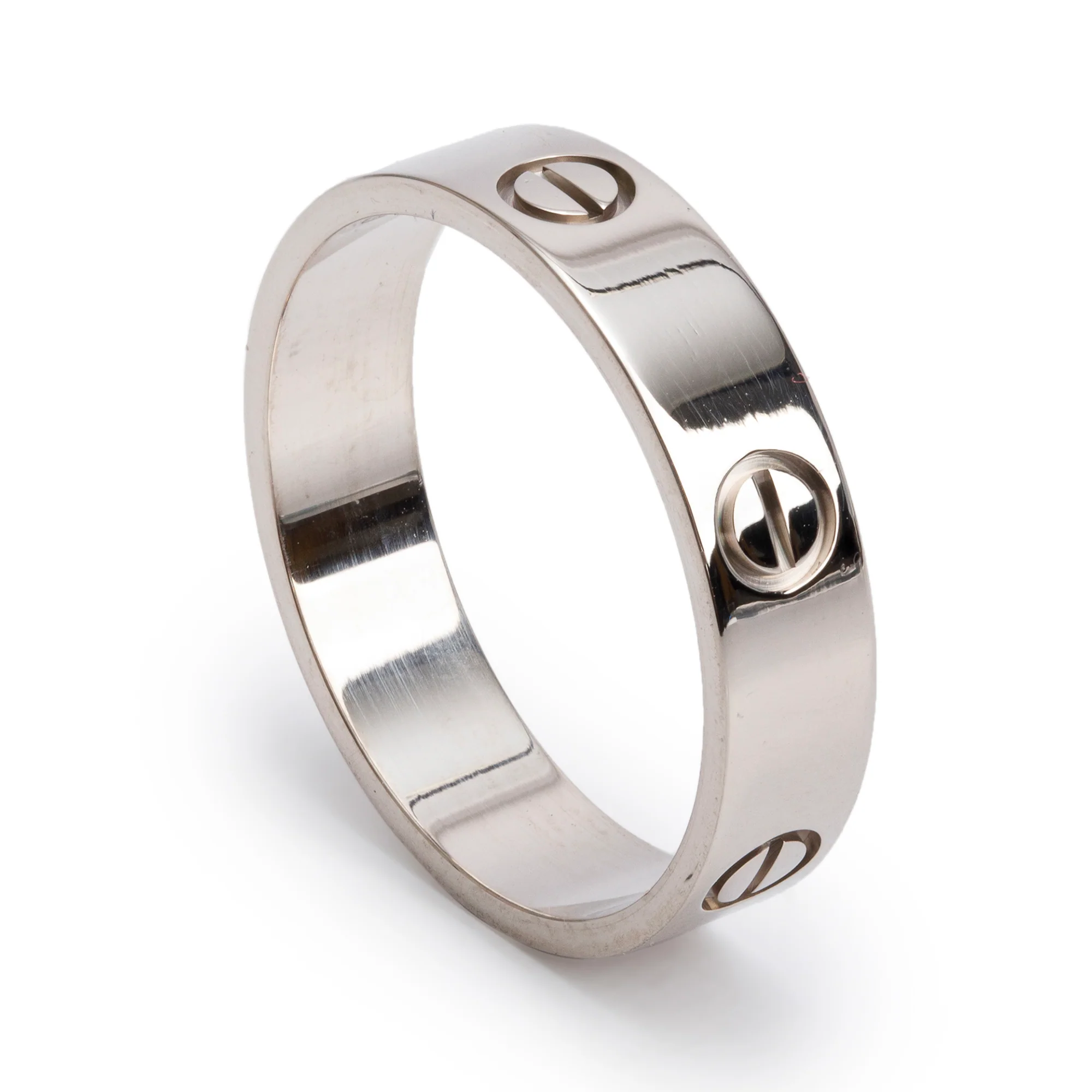 Cartier 18k White Gold 5.5 MM Love Ring, Size 67 12 w/ Box - Image 3