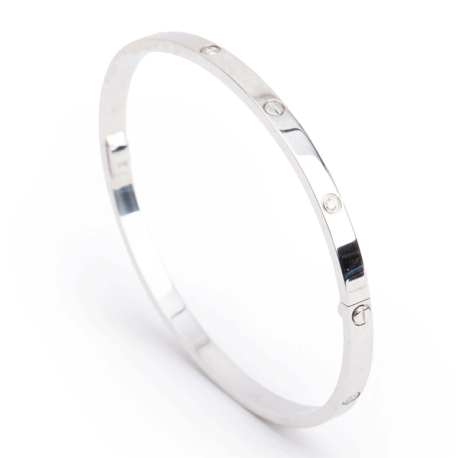 Cartier 18k White Gold 6 Diamond Love Bracelet, Small Model, Size 18 w/ Box & Certificate - Image 4