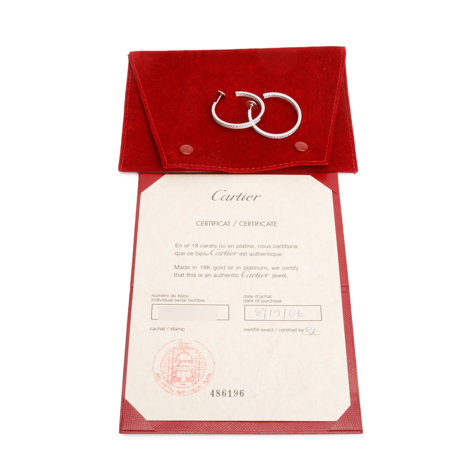 Cartier 18k White Gold Diamond Inside-Out Hoop Earrings w/ Box & Certificate - Image 2