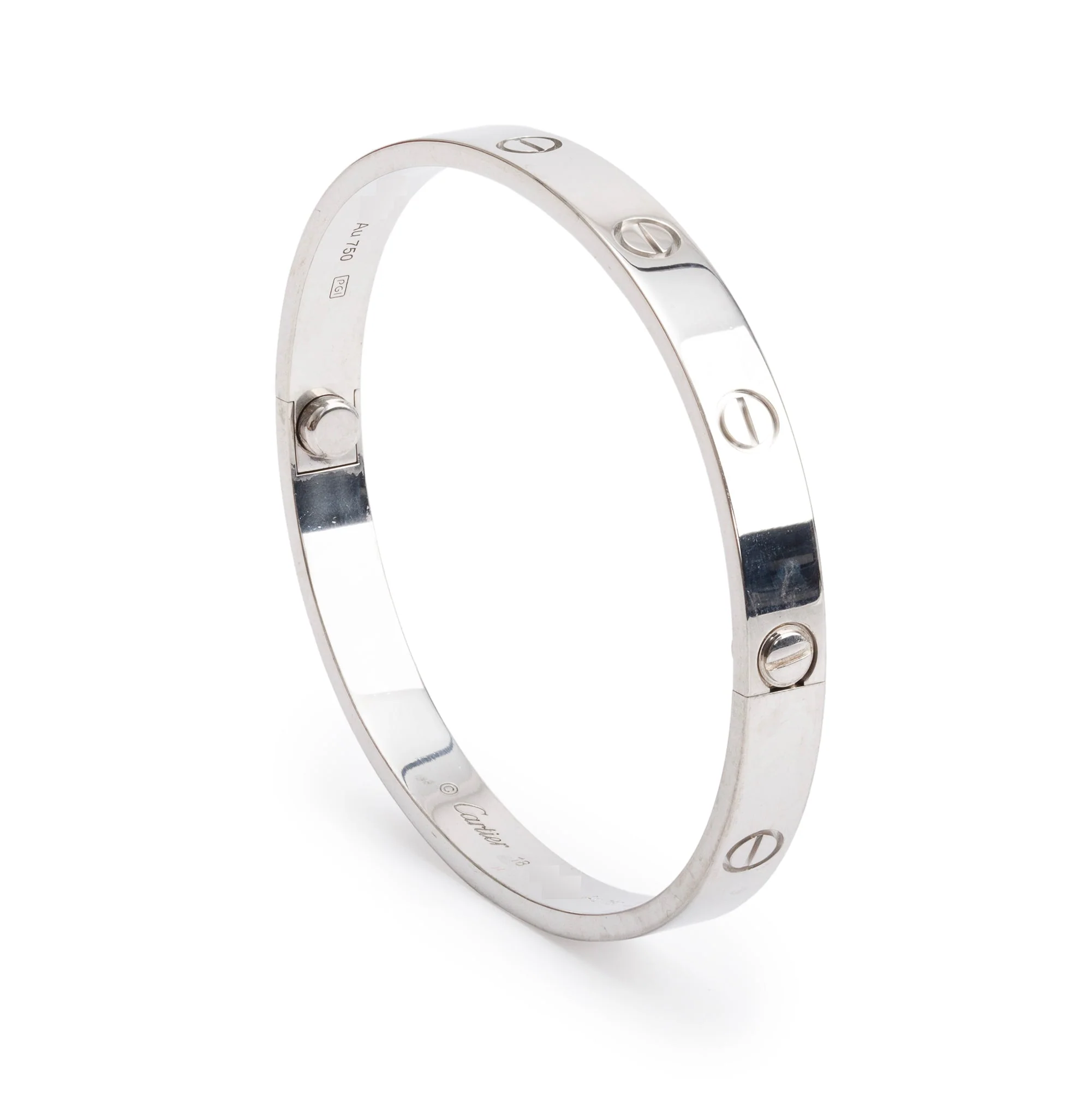 Cartier 18k White Gold Love Bracelet, Size 18 w/ Box, Receipt & Certificate - Image 3