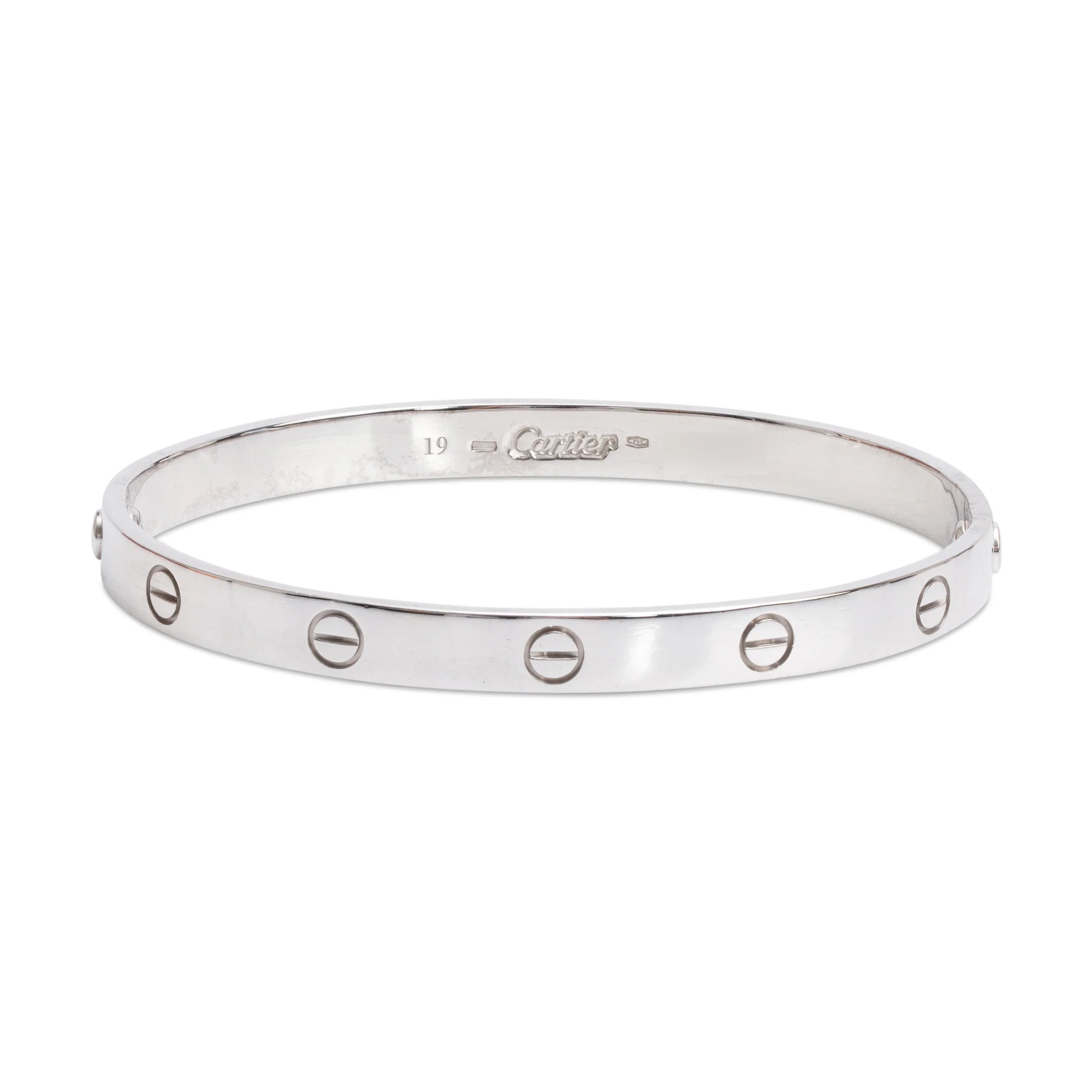 Cartier 18k White Gold Love Bracelet, Size 19