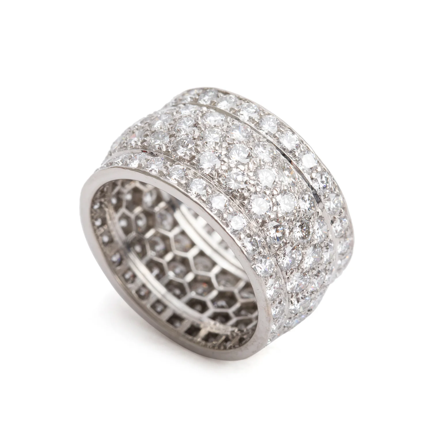 Cartier 18k White Gold Paved Diamond Nigeria Band Ring, Size 56 8 w/ Box - Image 4