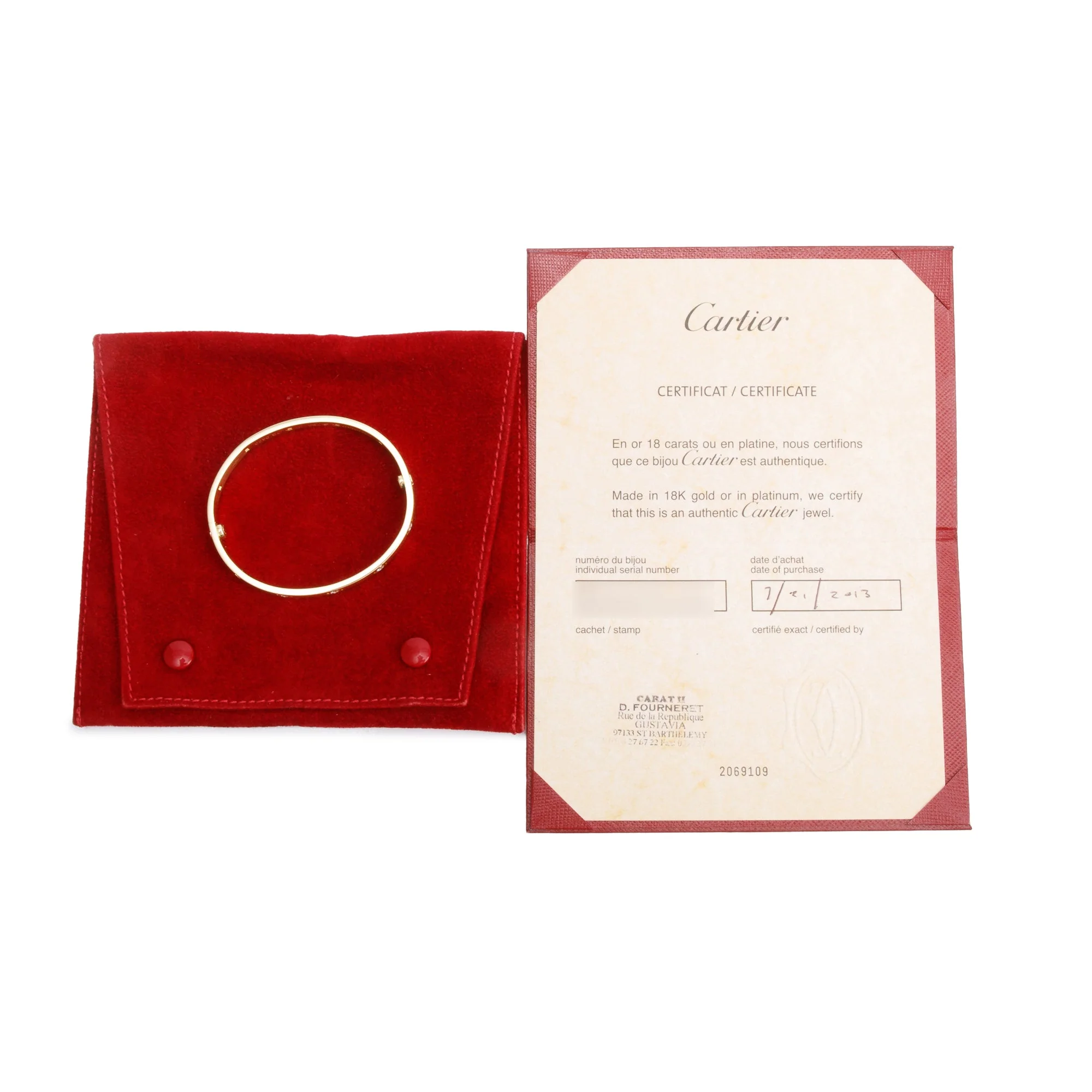 Cartier 18k Yellow Gold 10 Diamond Love Bracelet, Size 17 w/ Certificate - Image 2