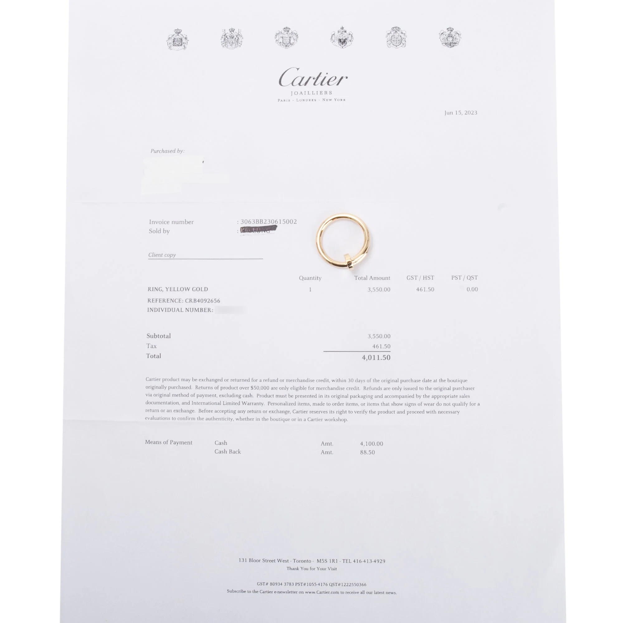 Cartier 18k Yellow Gold Juste Un Clou Ring, Size 56 7.5 w/ Box, Certificate & Receipt - Image 4