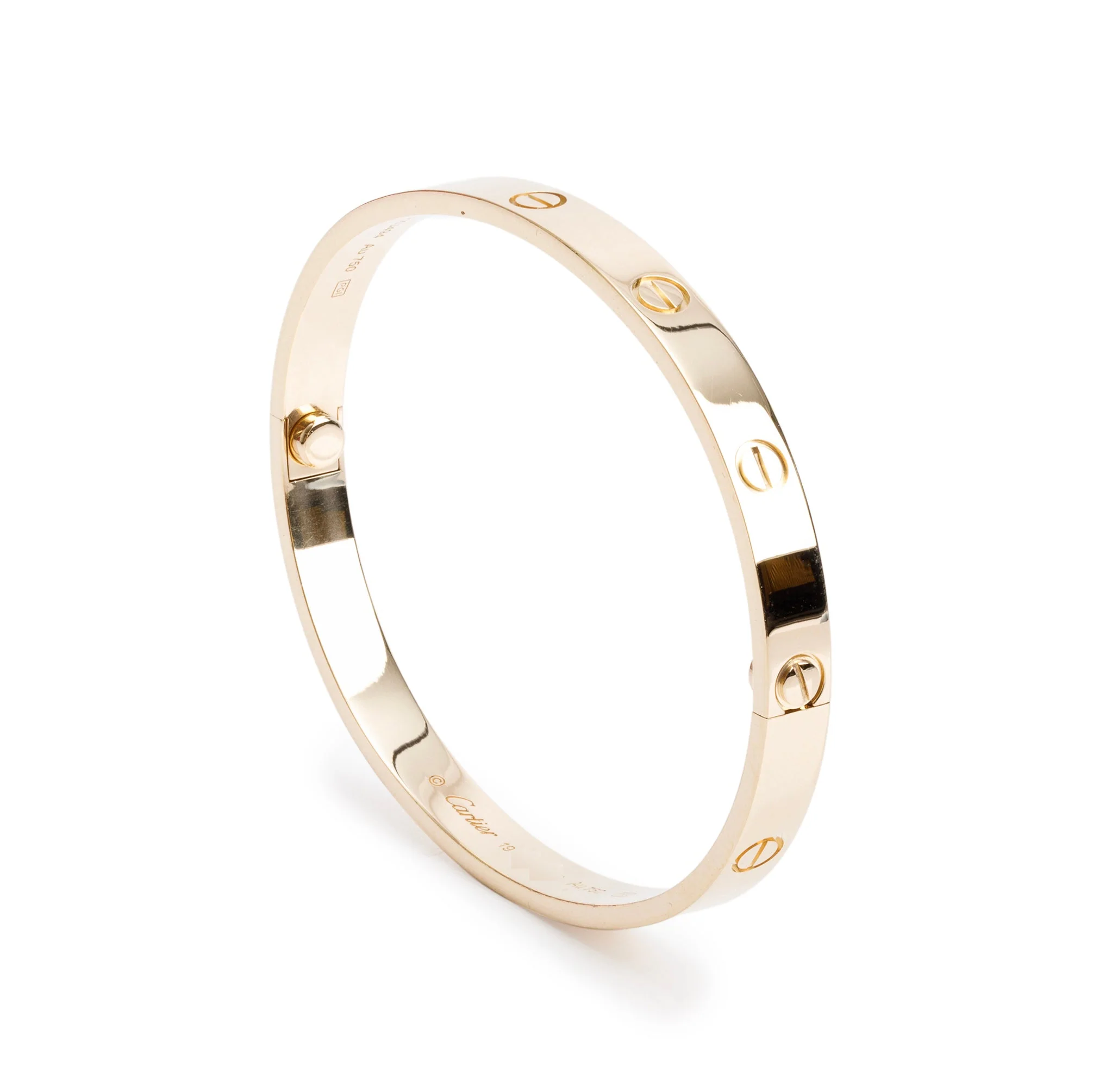 Cartier 18k Yellow Gold Love Bracelet, Size 19 w/ Certificate - Image 3