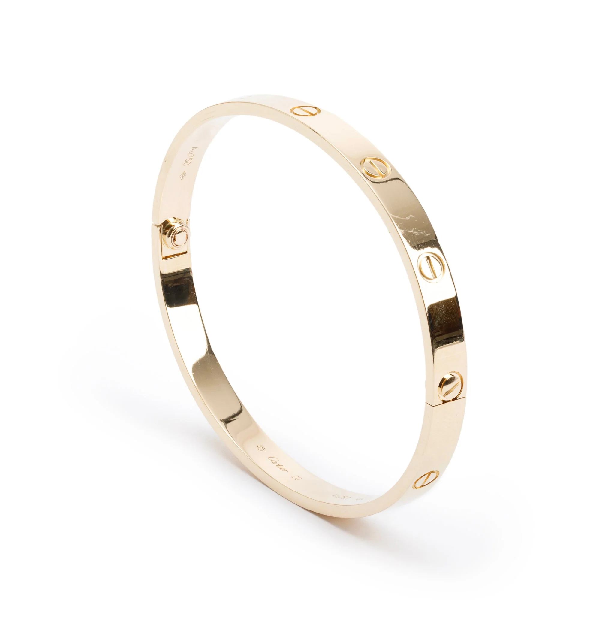 Cartier 18k Yellow Gold Love Bracelet, Size 20 w/ Box & Receipt - Image 3