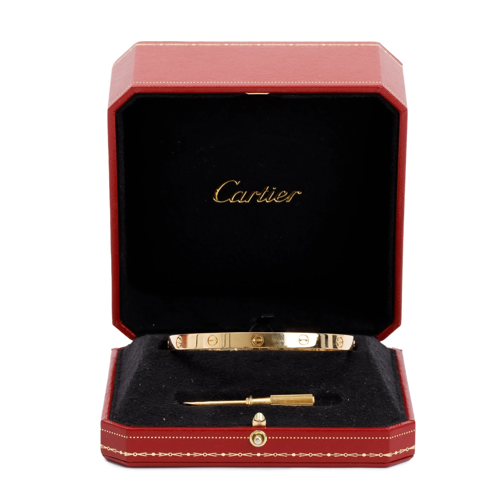 Cartier 18k Yellow Gold Love Bracelet, Size 21 w/ Box & Receipt - Image 2