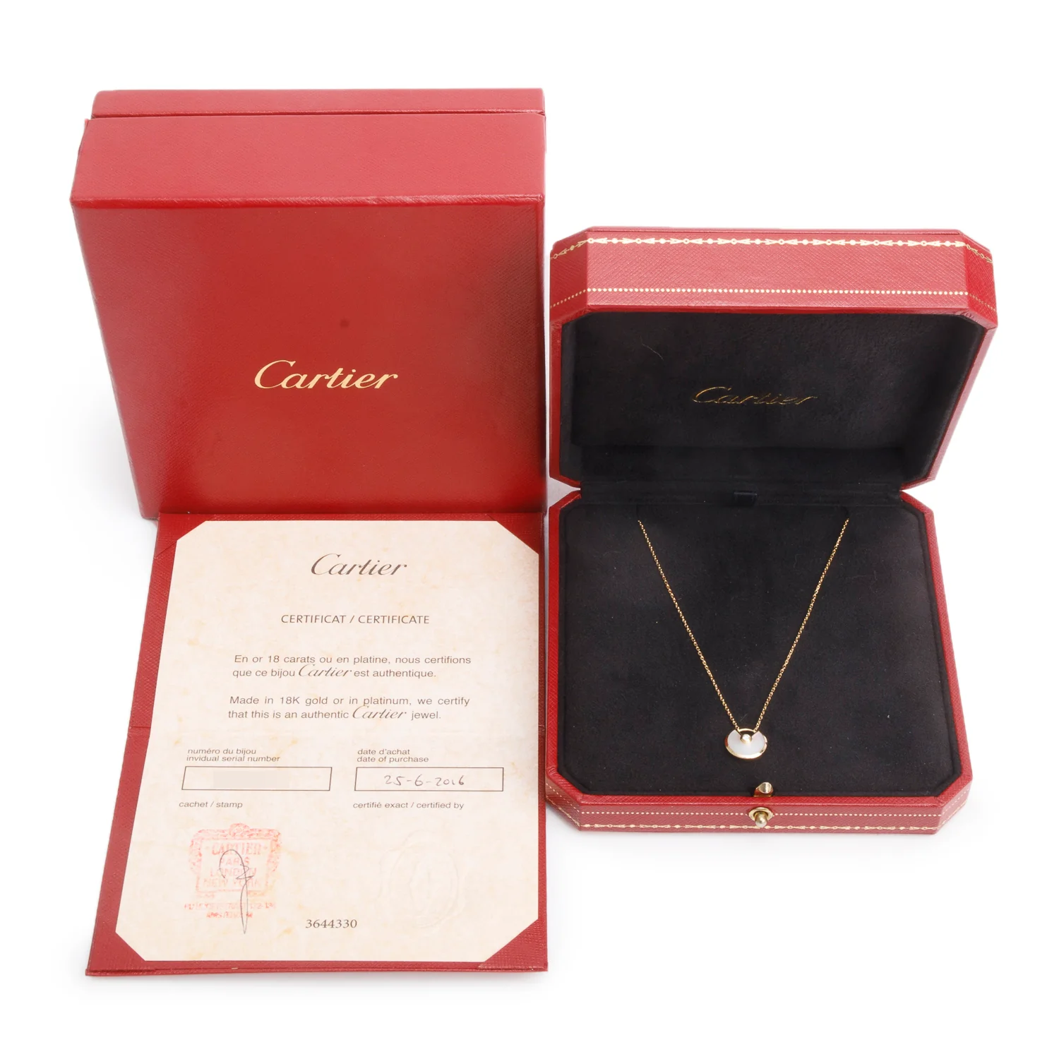 Cartier 18k Yellow Gold Mother of Pearl & Diamond Amulette de Cartier Pendant Necklace, XS Model w/ Box & Certificate - Image 3