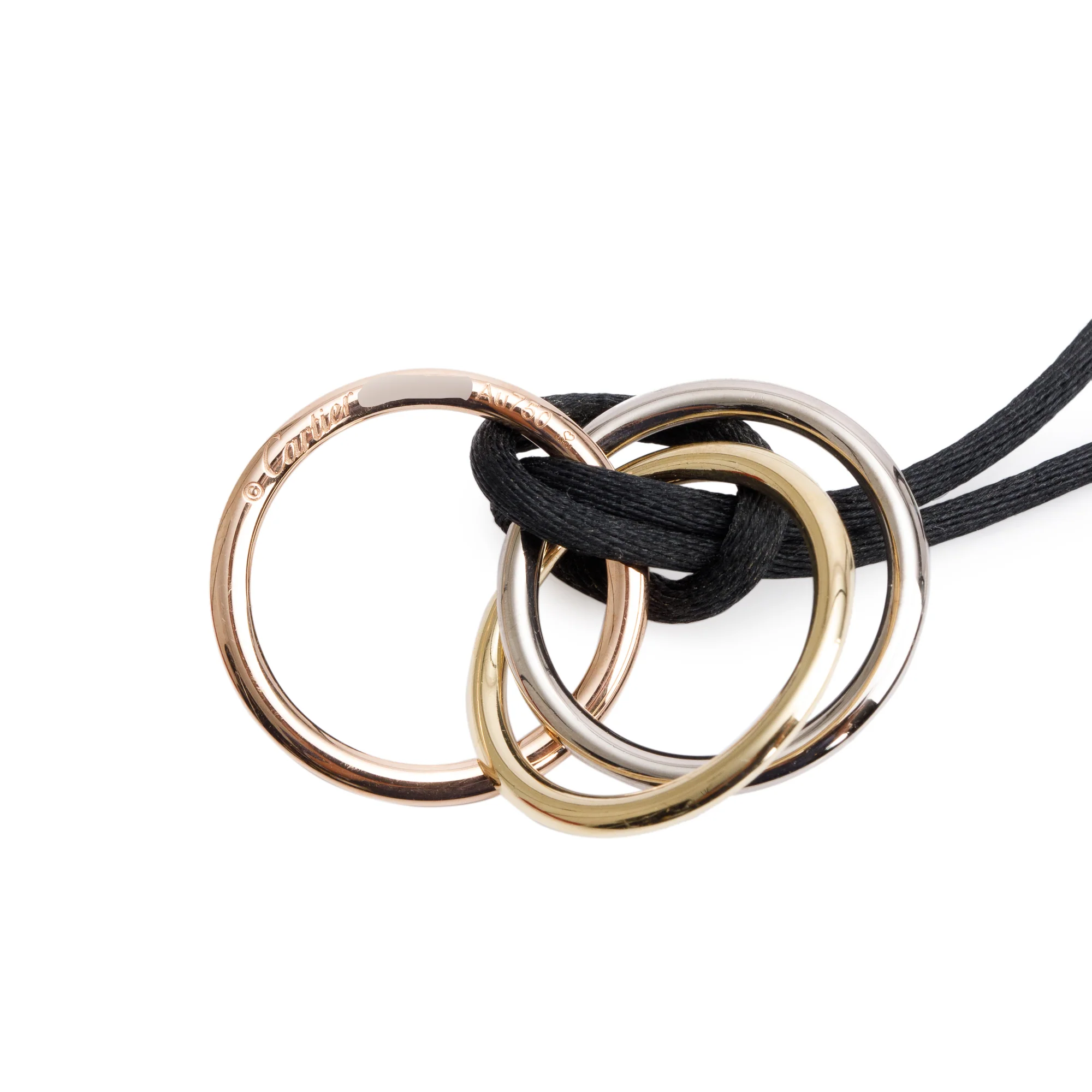 Cartier 18k Yellow, White & Rose Gold Trinity Pendant Necklace w/ Box & Certificate - Image 5